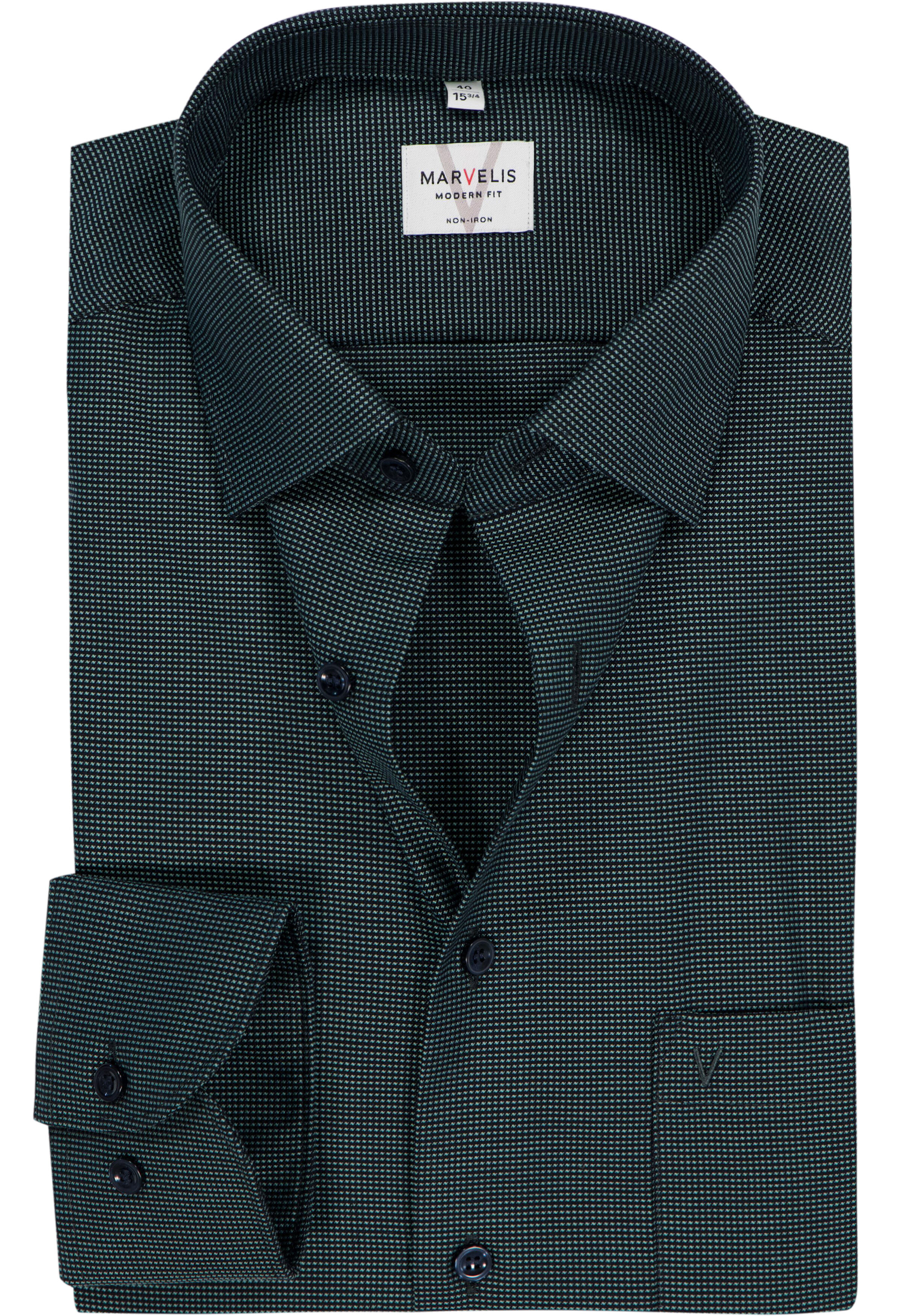MARVELIS modern fit overhemd, structuur, groen