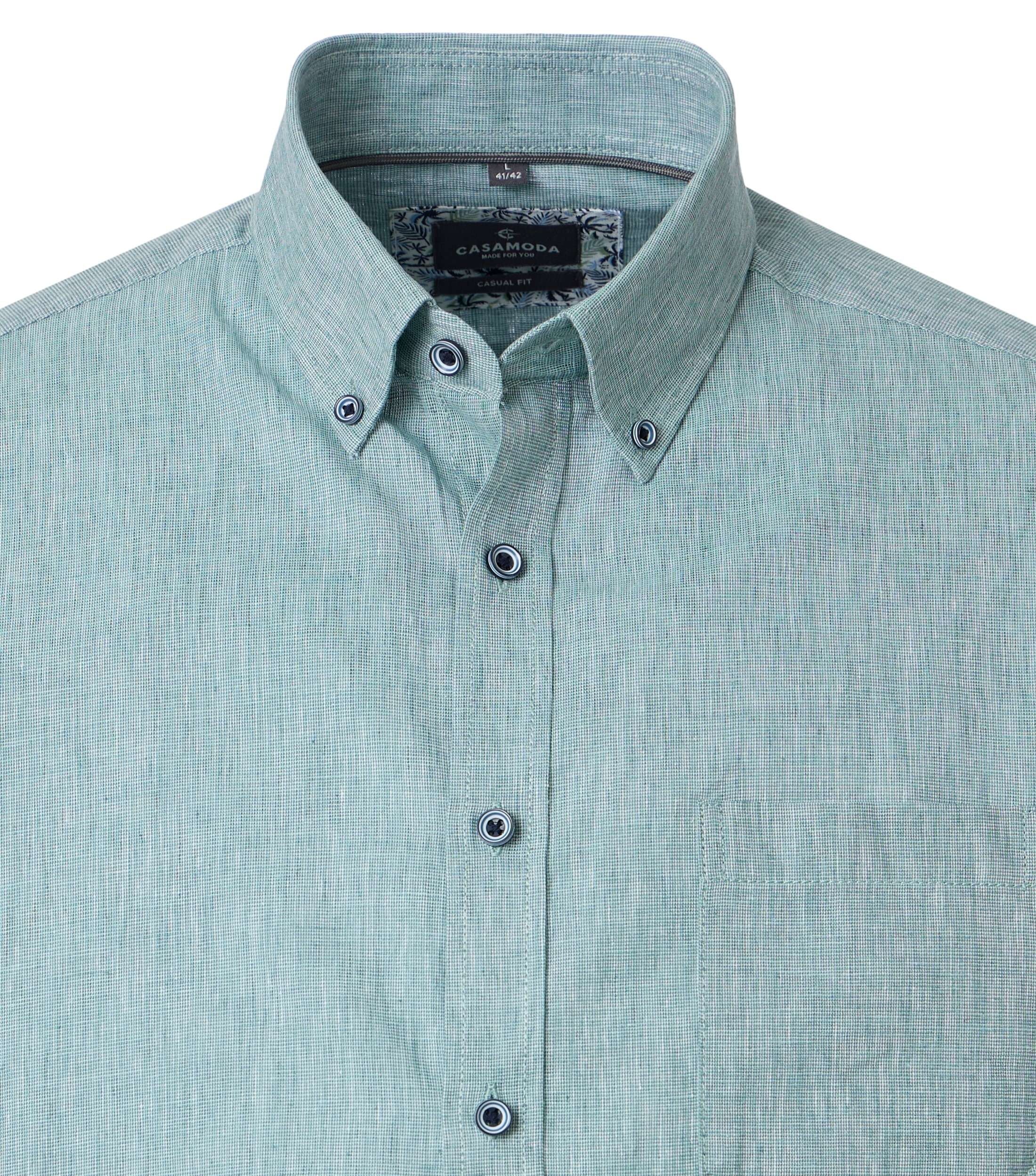 CASA MODA Sport casual fit overhemd, korte mouw, structuur, groen, wit
