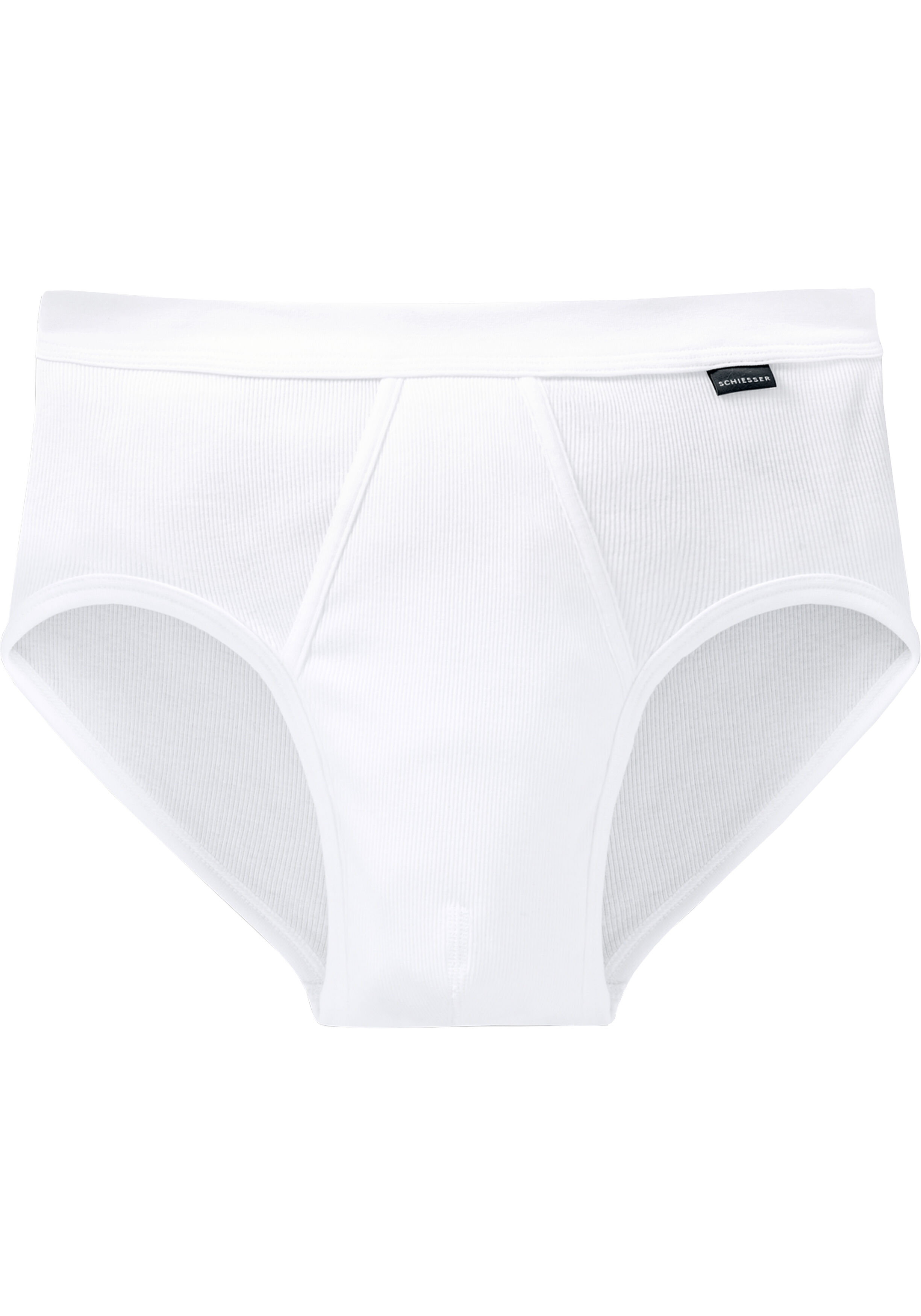 SCHIESSER Cotton Essentials sportslips (2-pack), Doppelripp met gulp, wit