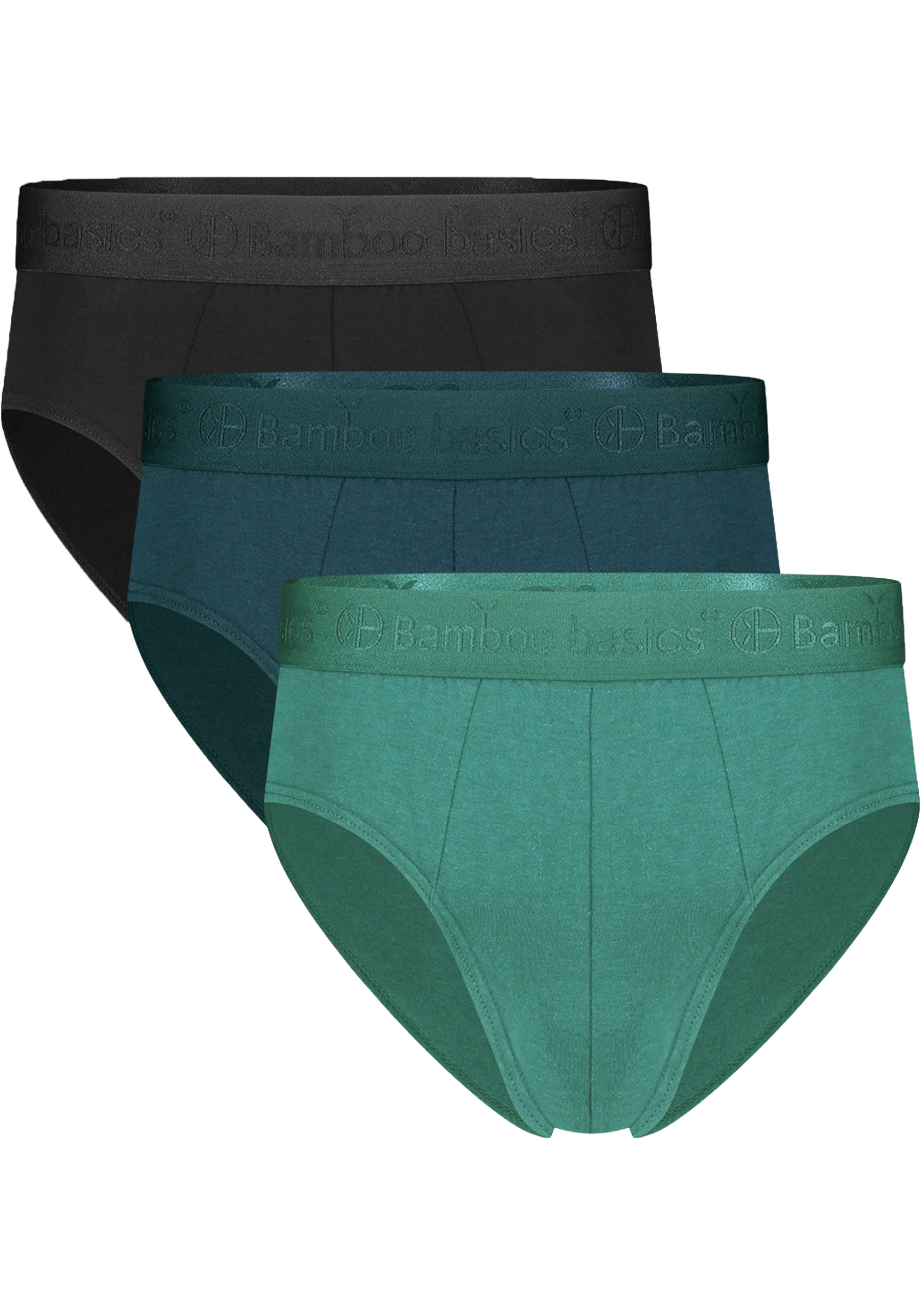 Bamboo Basics James slips (3-pack), heren slip, zwart, donker teal, malachietgroen