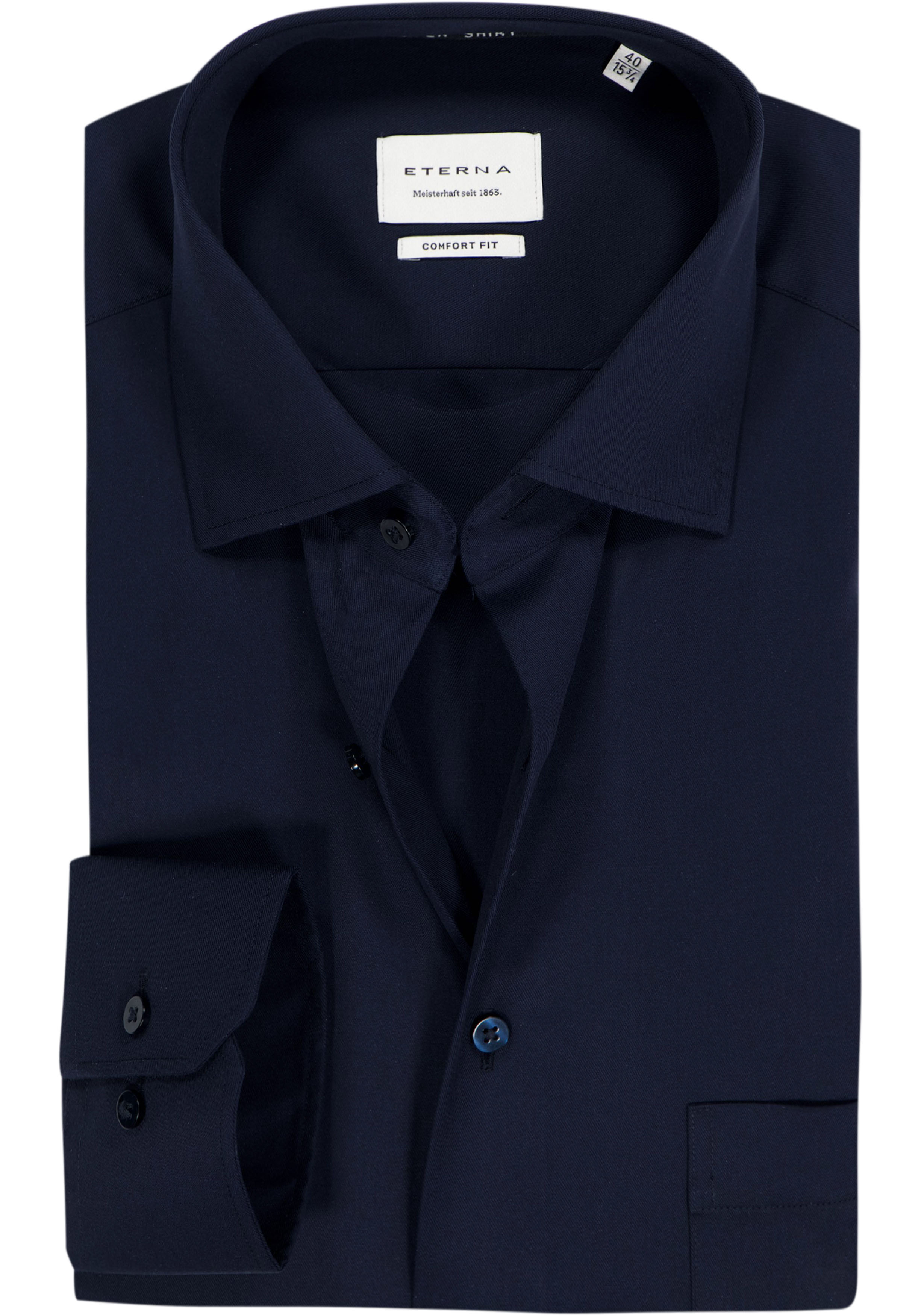 ETERNA comfort fit overhemd, twill heren overhemd, donkerblauw