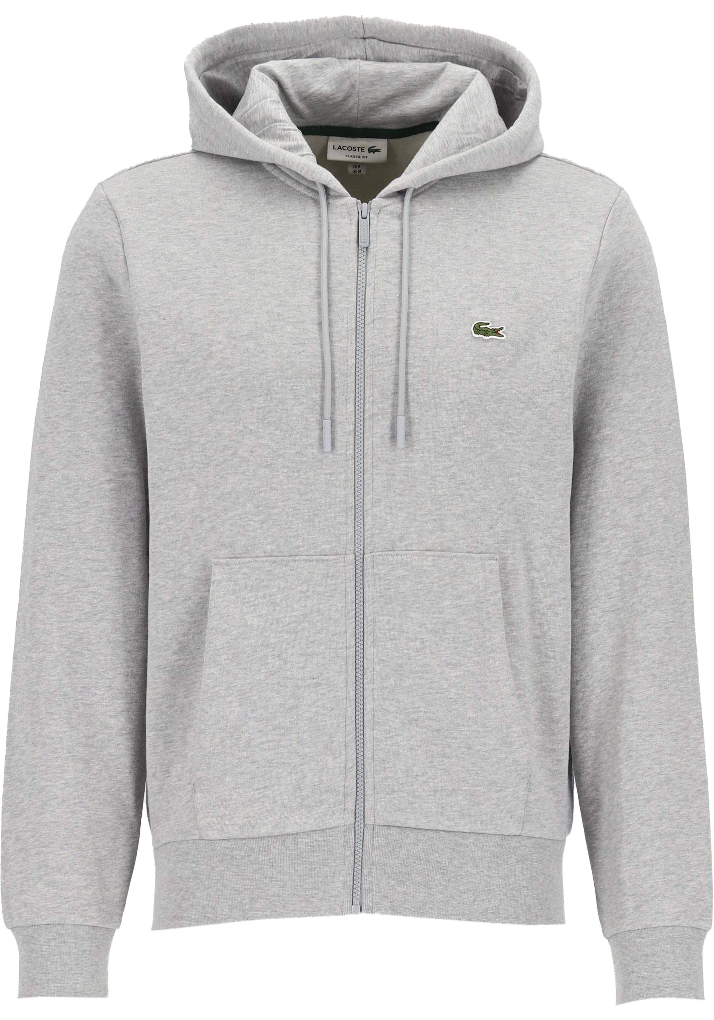 Lacoste heren hoodie sweatsvest, lichtgrijs melange