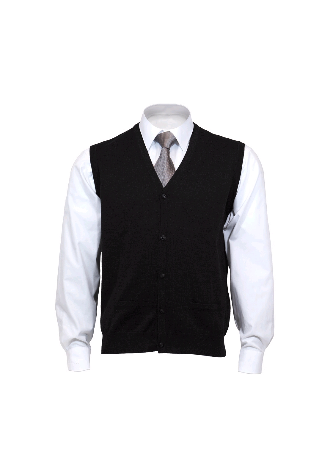 Olymp_vest_zwart OLYMP modern fit mouwloos vest wol, V-hals, zwart
