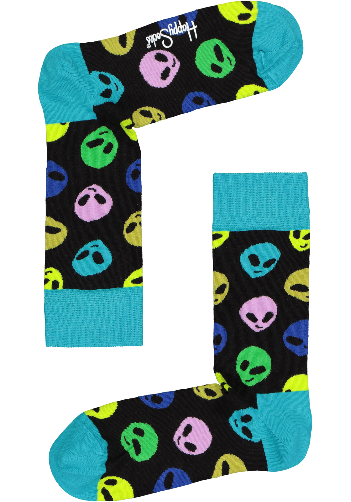 2-7333102533989_happy_socks__HR Happy Socks Alien Sock, zwart met ruimte mannetjes