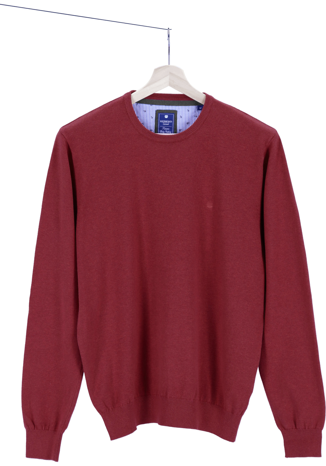 4-4061933205586-redmond-Redmond_50058_rood_hanger_HR Redmond heren trui katoen, O-hals, bordeaux rood