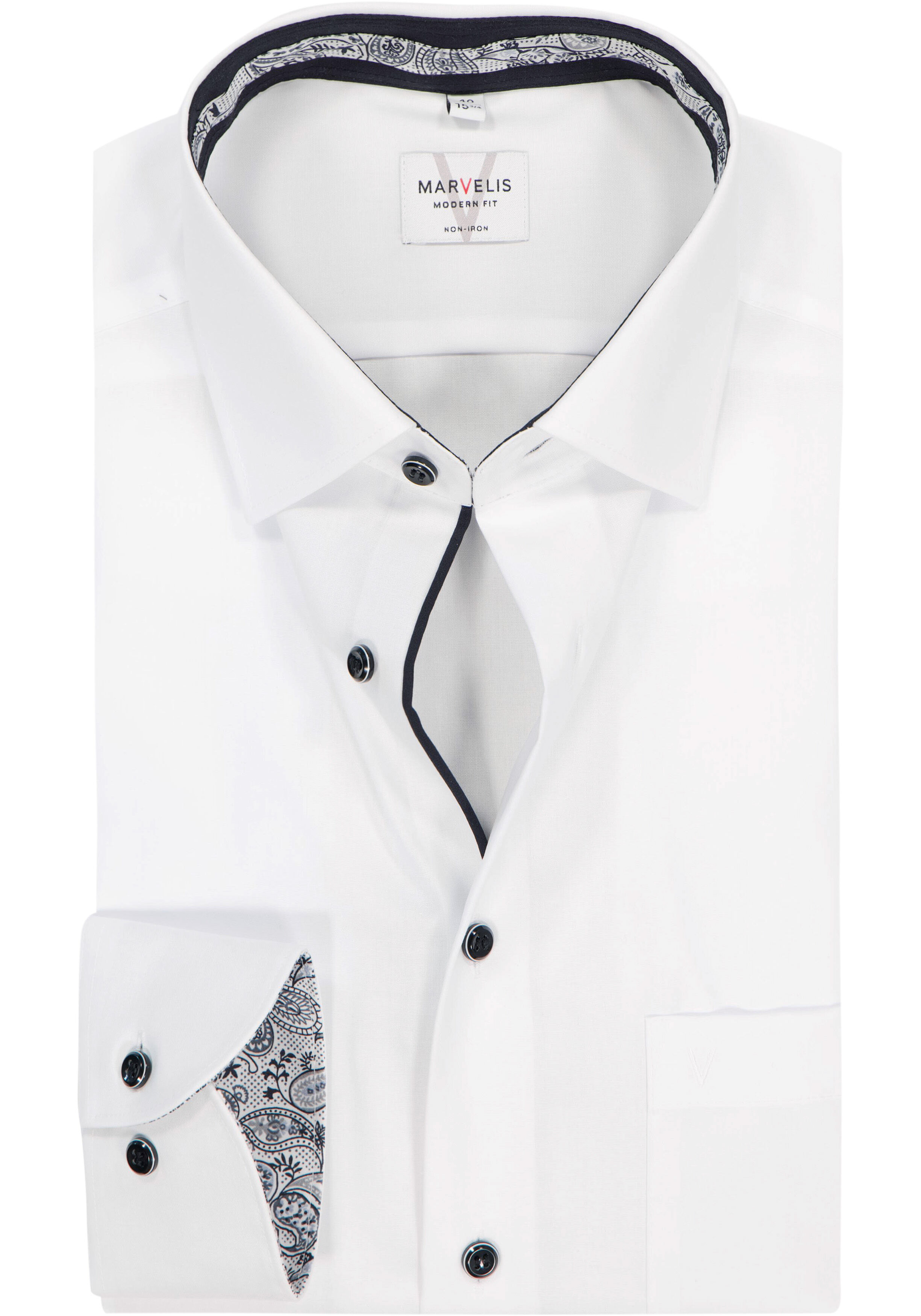 MARVELIS modern fit overhemd, popeline, wit