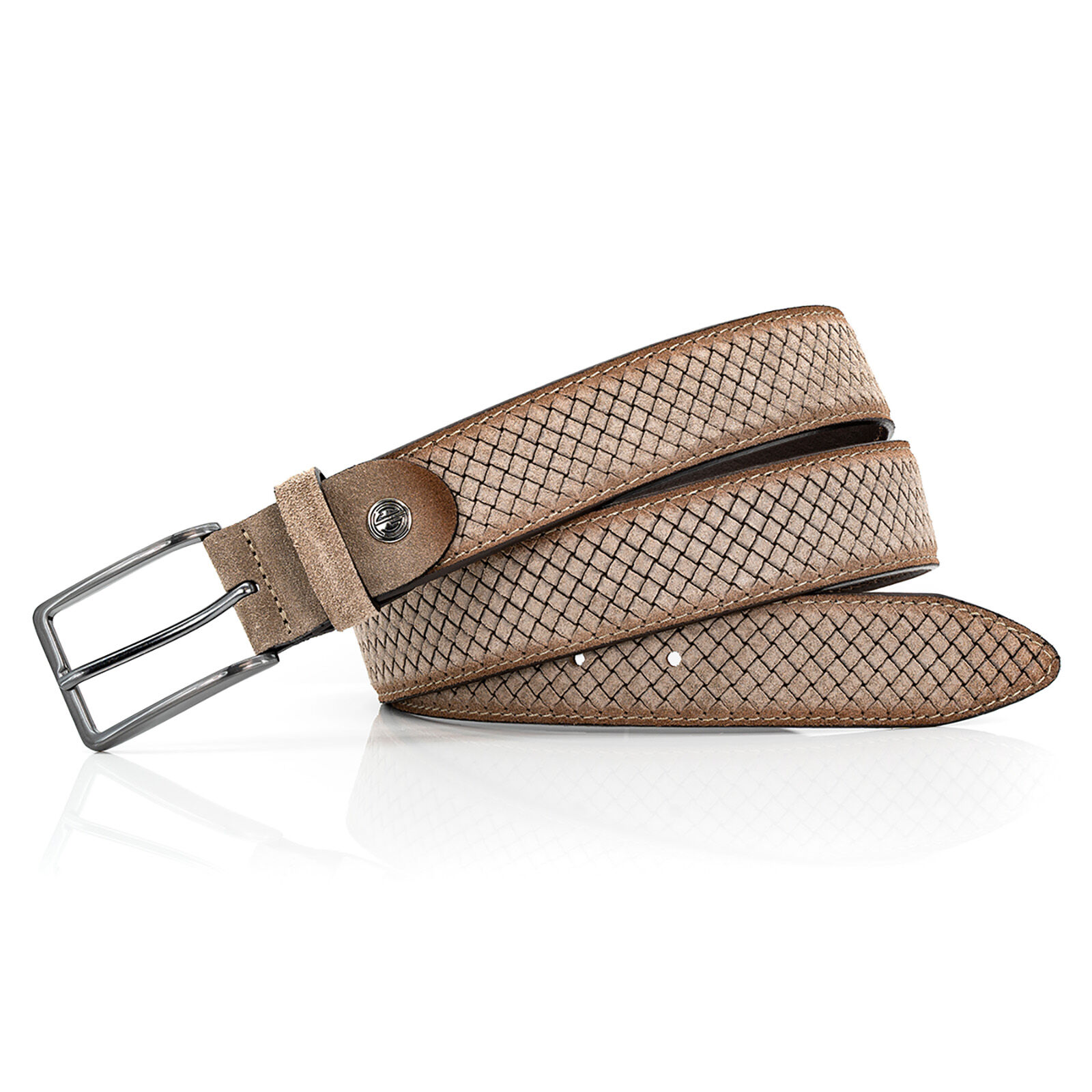 LINDENMANN leren heren riem, grijs