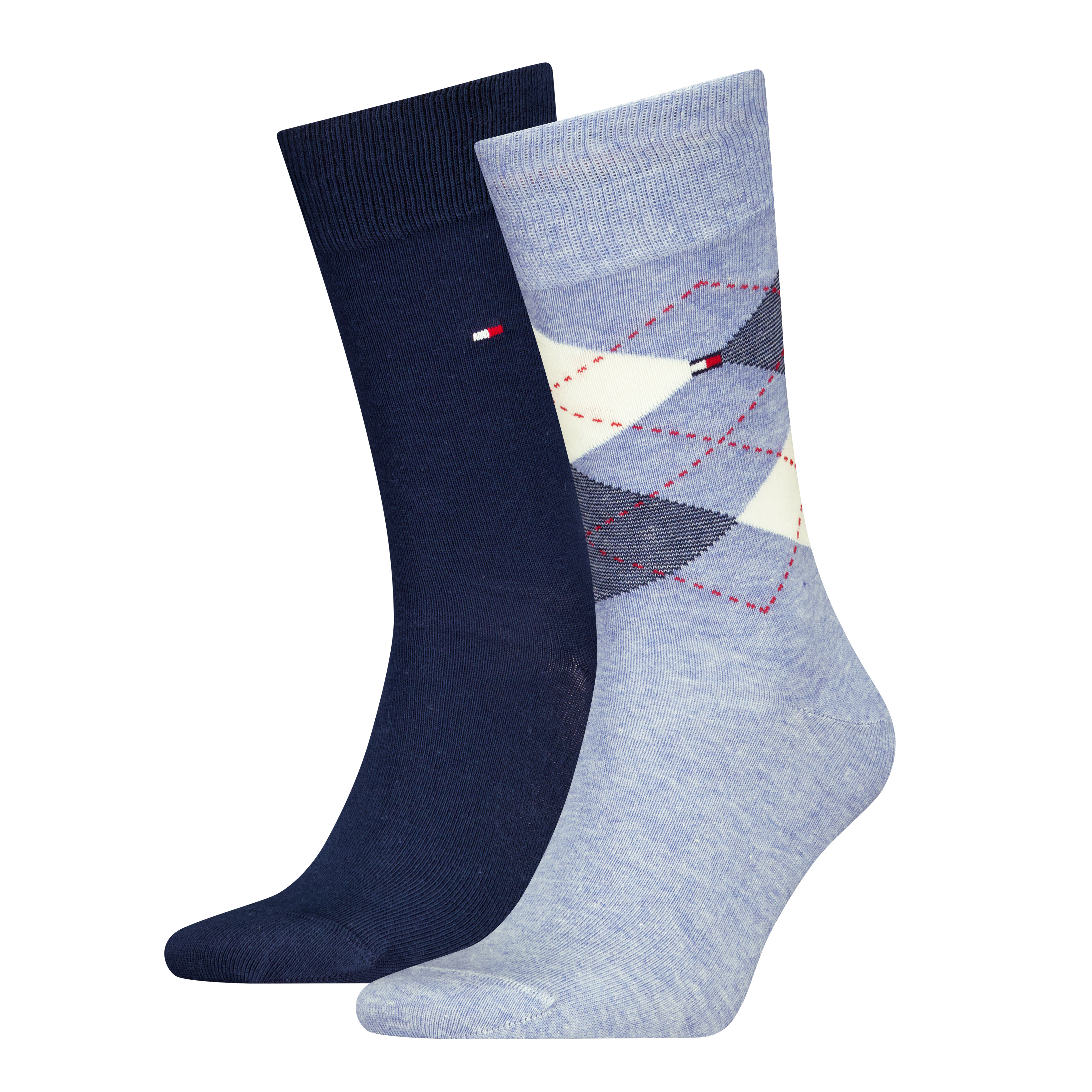 Tommy Hilfiger Sock Check (2-pack), heren sokken, blauw geruit