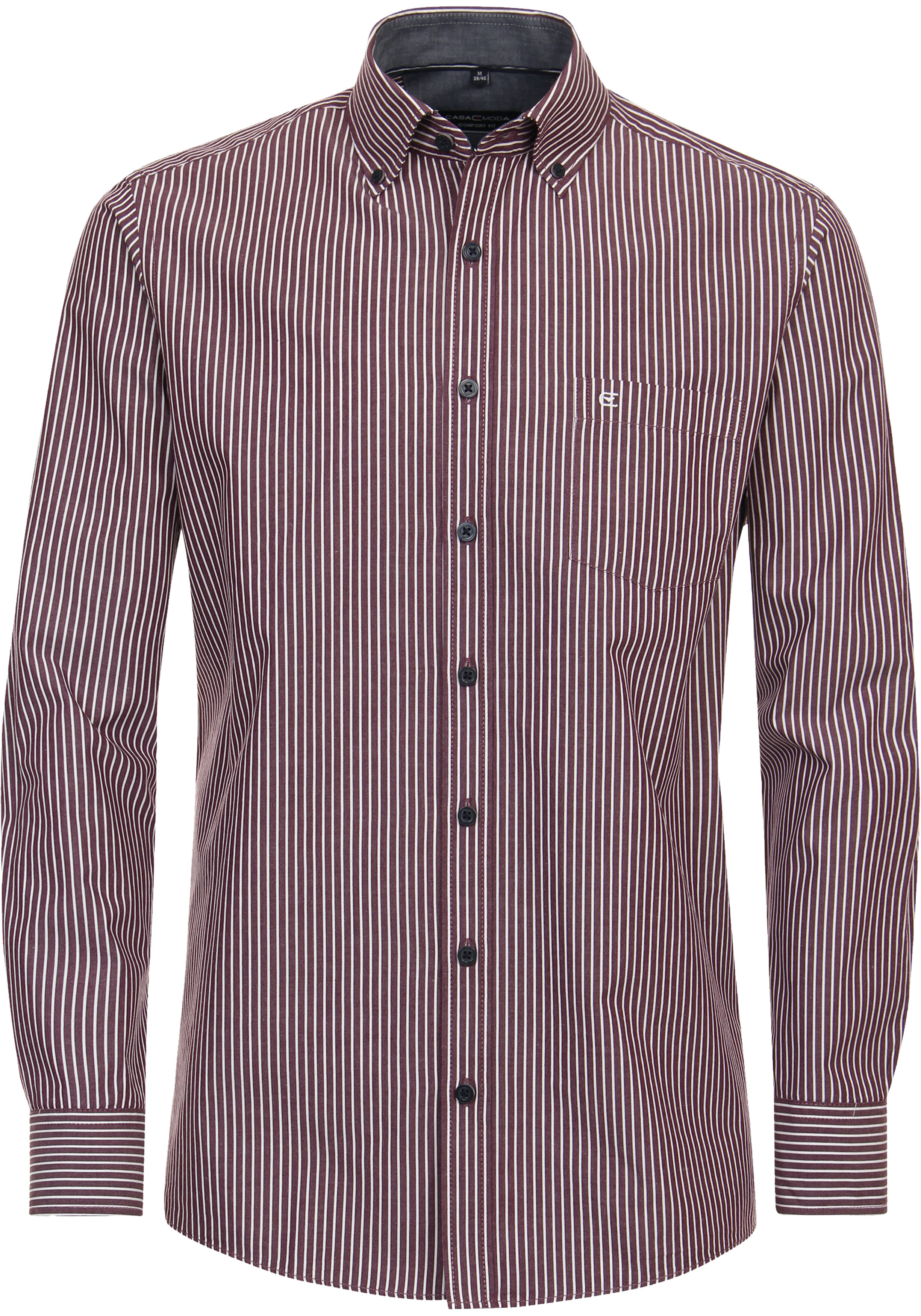 CASA MODA Sport casual fit overhemd, popeline, rood gestreept