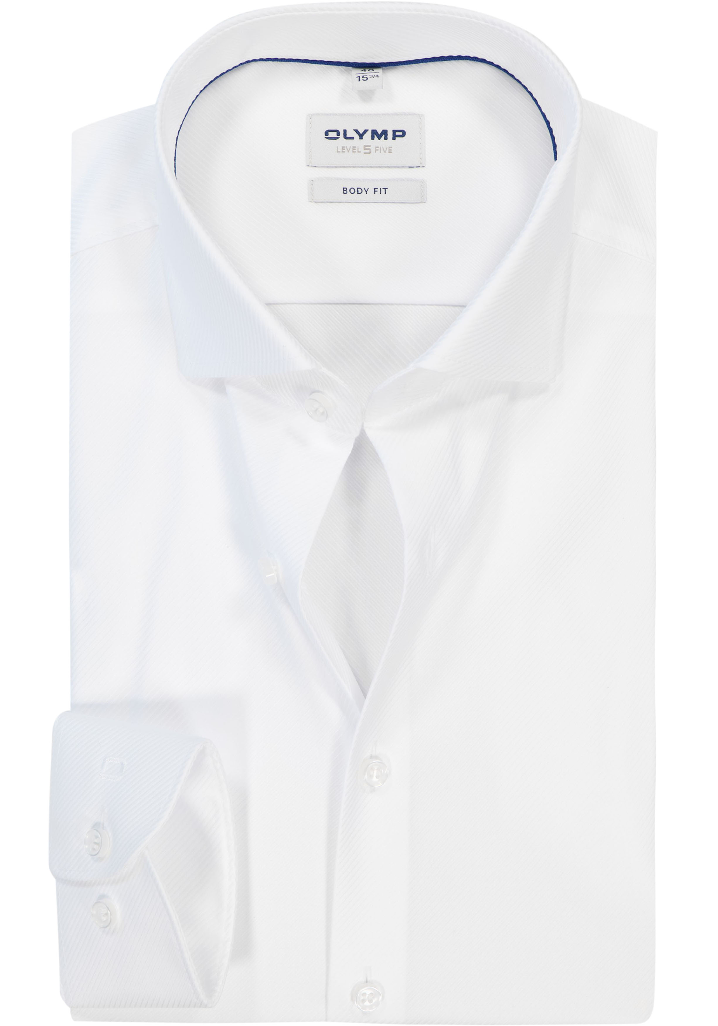 OLYMP Level 5 body fit overhemd, wit diamant twill 