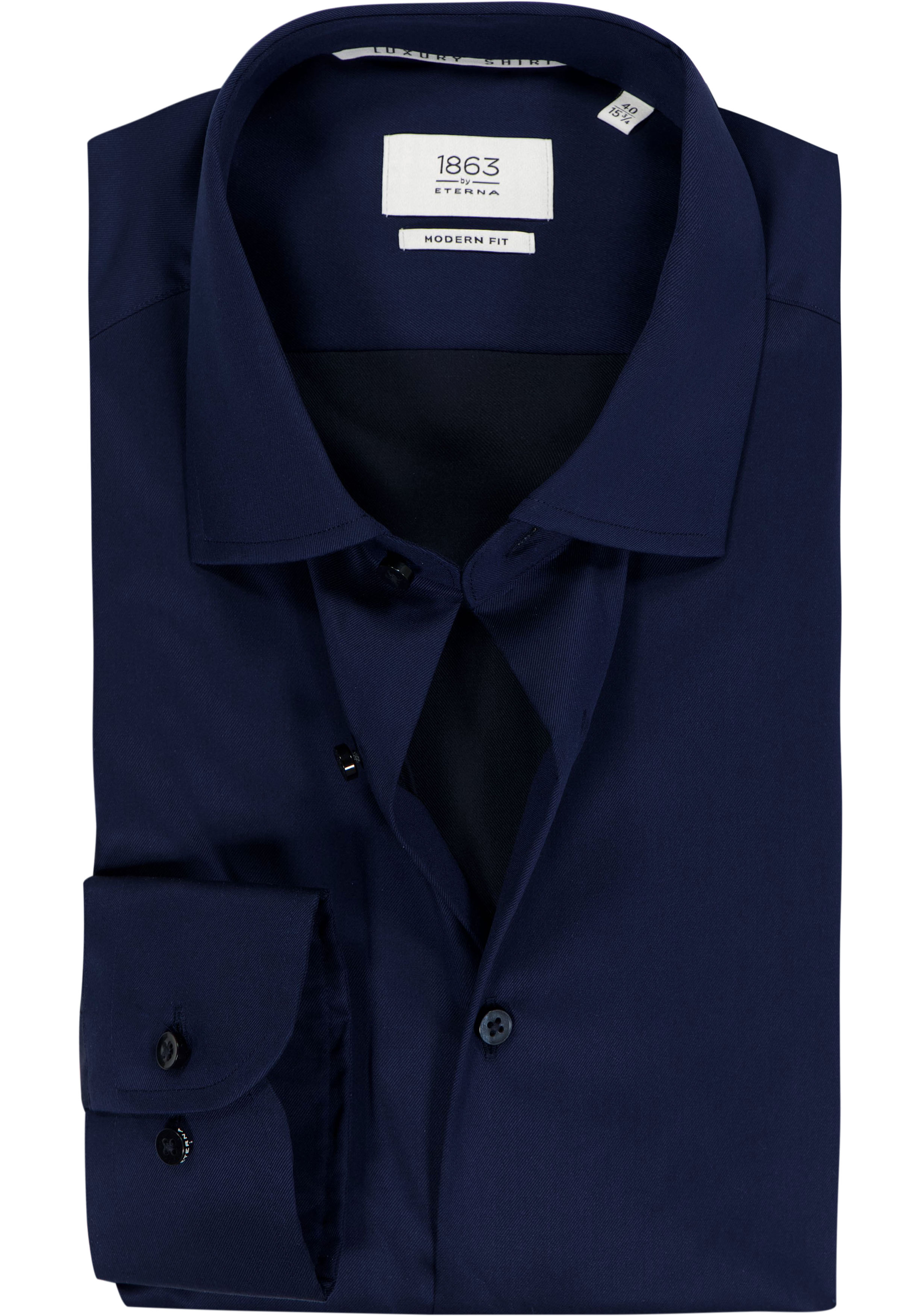 ETERNA 1863 modern fit premium overhemd, 2-ply twill heren overhemd, donkerblauw