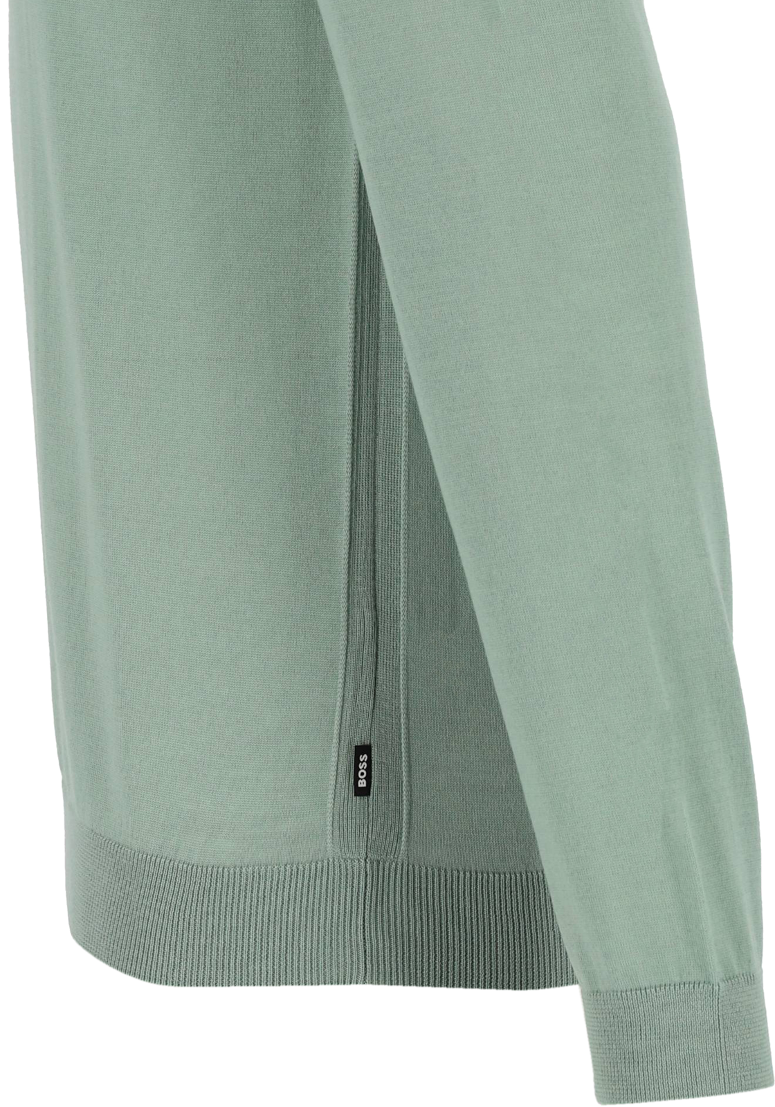 BOSS Leno slim fit trui wol, heren pullover middeldik O-hals, groen BOSS Leno slim fit trui wol, heren pullover middeldik O-hals, groen
