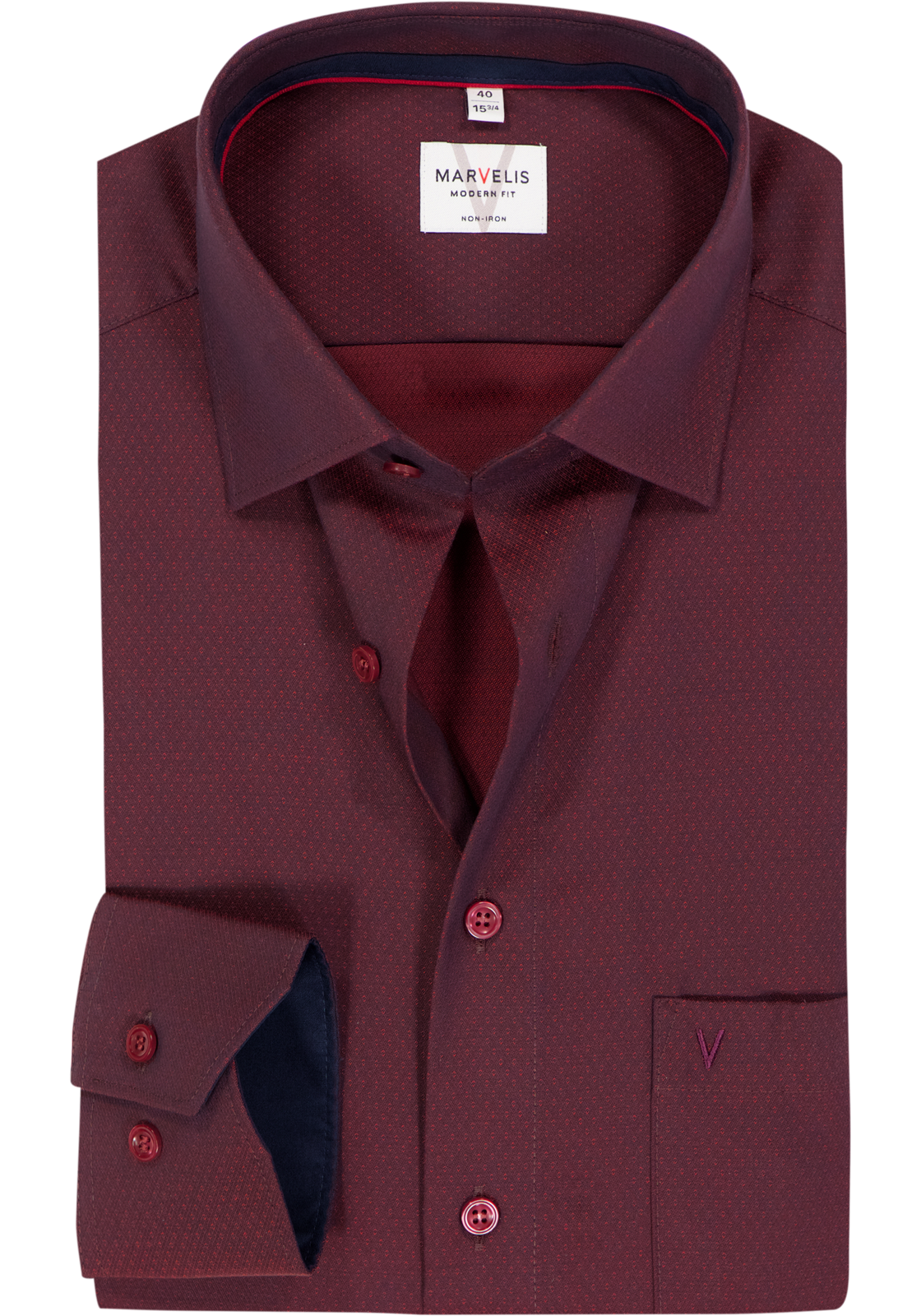 MARVELIS modern fit overhemd, mouwlengte 7, structuur, bordeaux rood MARVELIS modern fit overhemd, mouwlengte 7, structuur, bordeaux rood