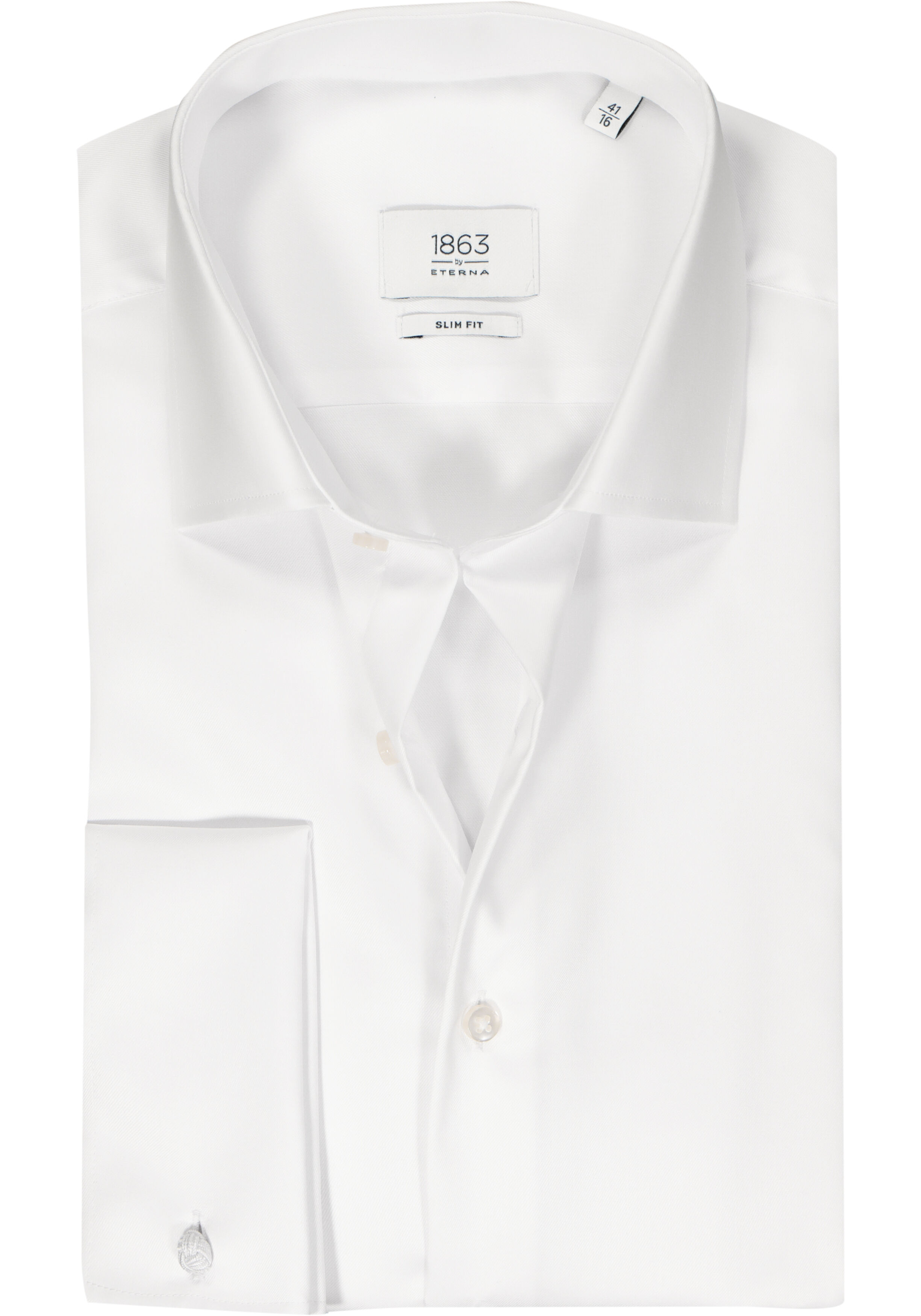 ETERNA slim fit overhemd, twill met dubbele manchet, wit