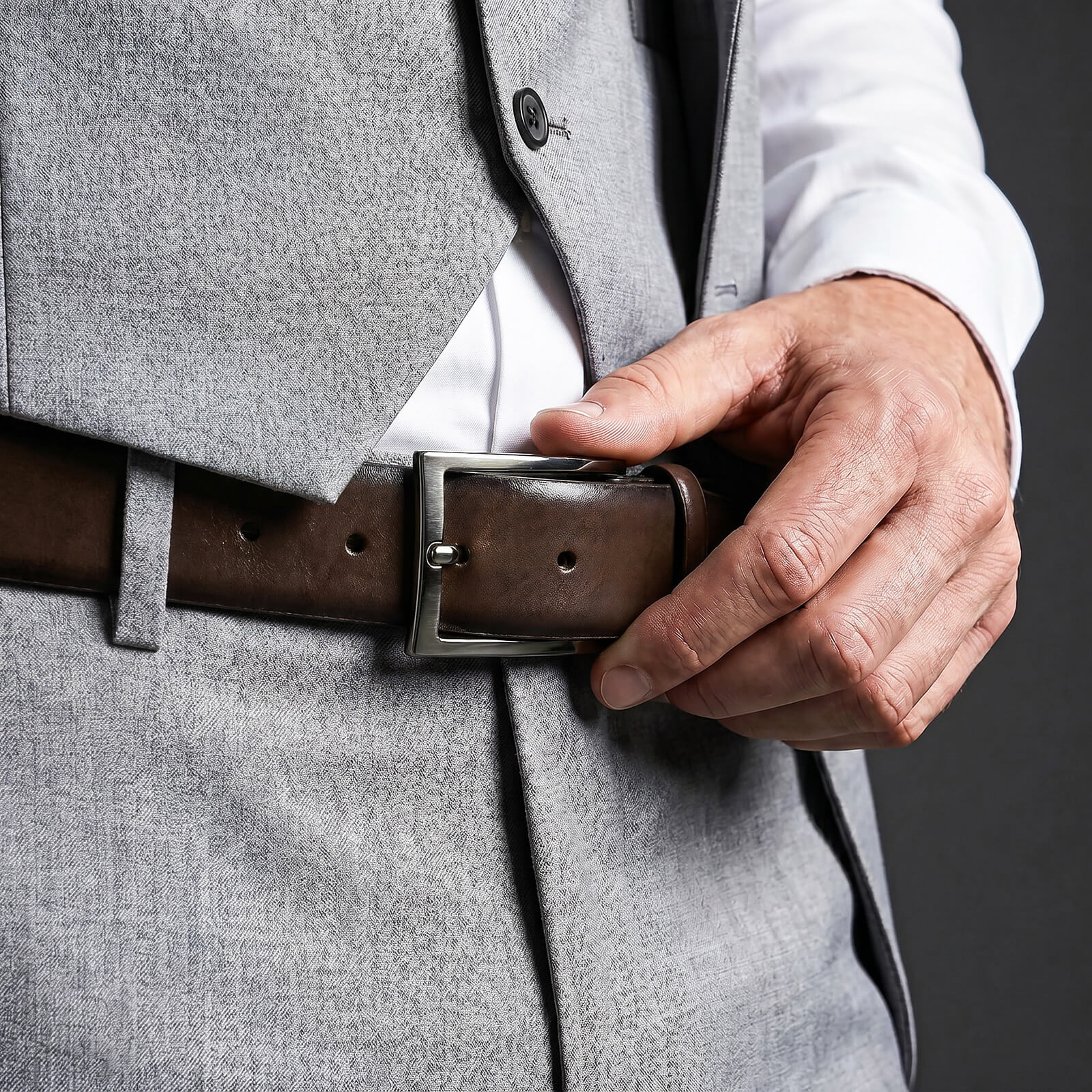 LINDENMANN leren heren riem, bruin