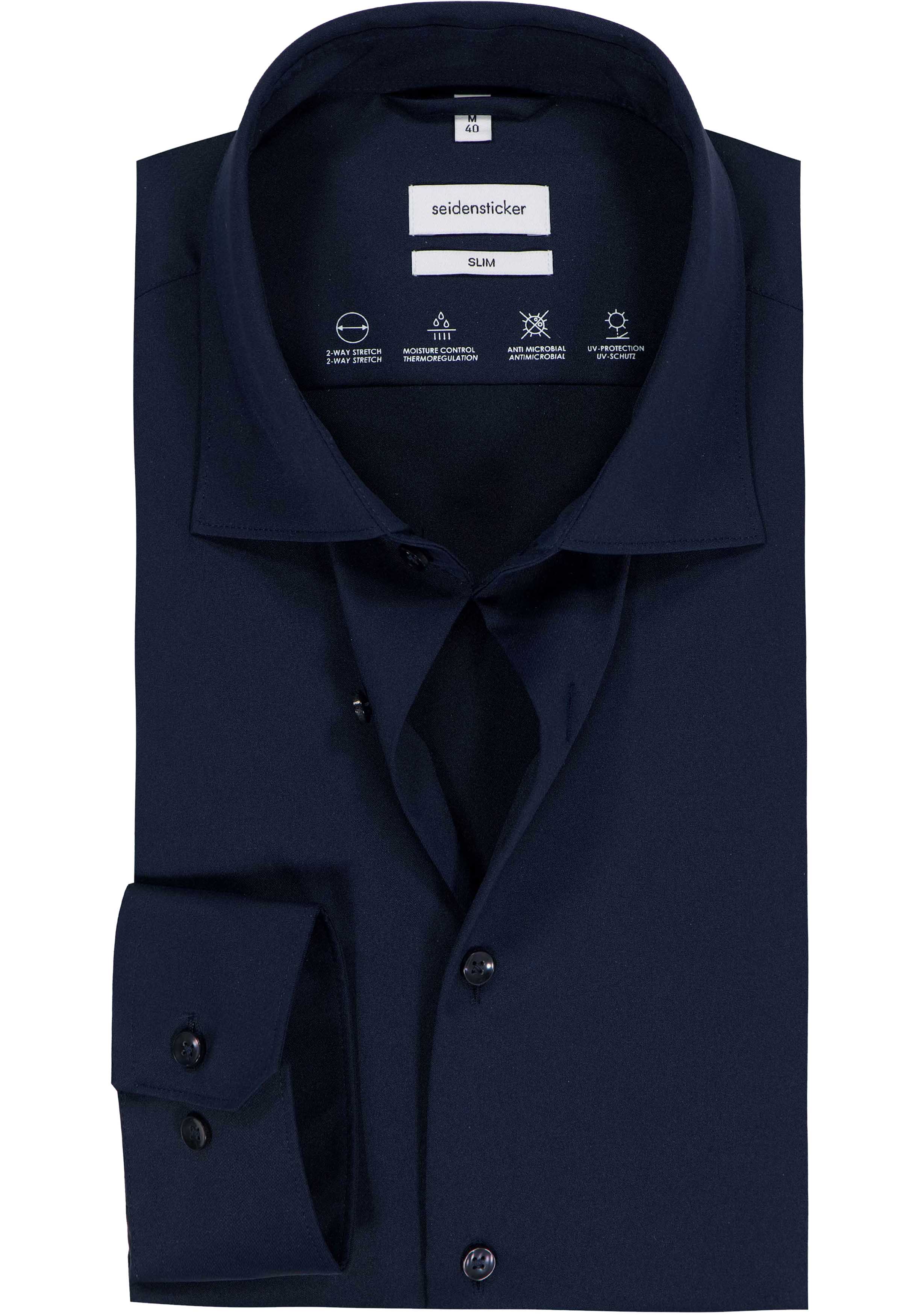 Seidensticker slim fit overhemd, twill, blauw