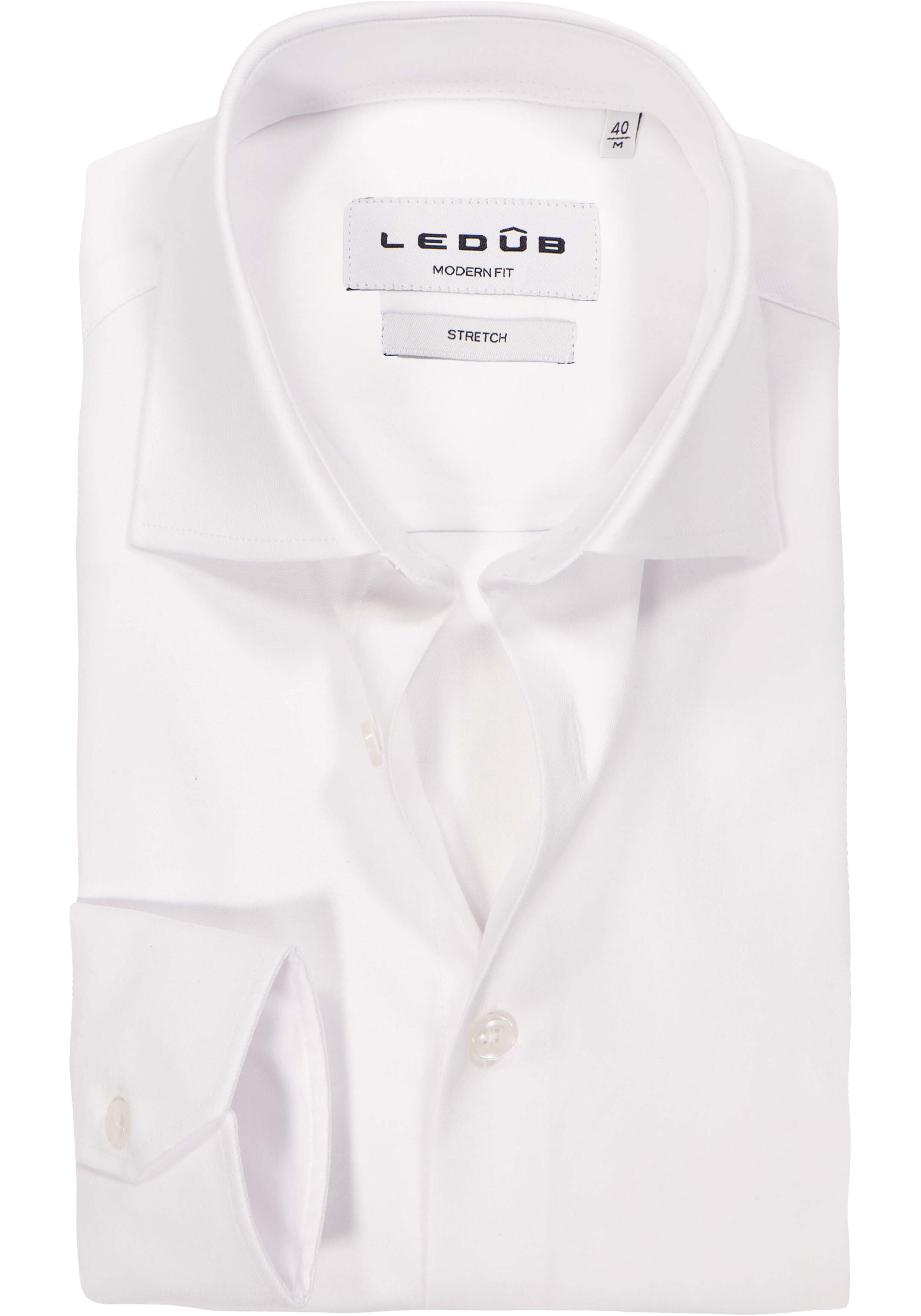 Ledub modern fit overhemd, popeline, wit