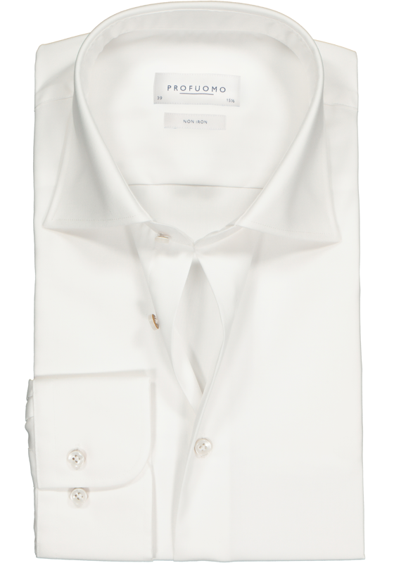 Profuomo regular fit overhemd, fine twill, wit Profuomo regular fit overhemd, fine twill, wit