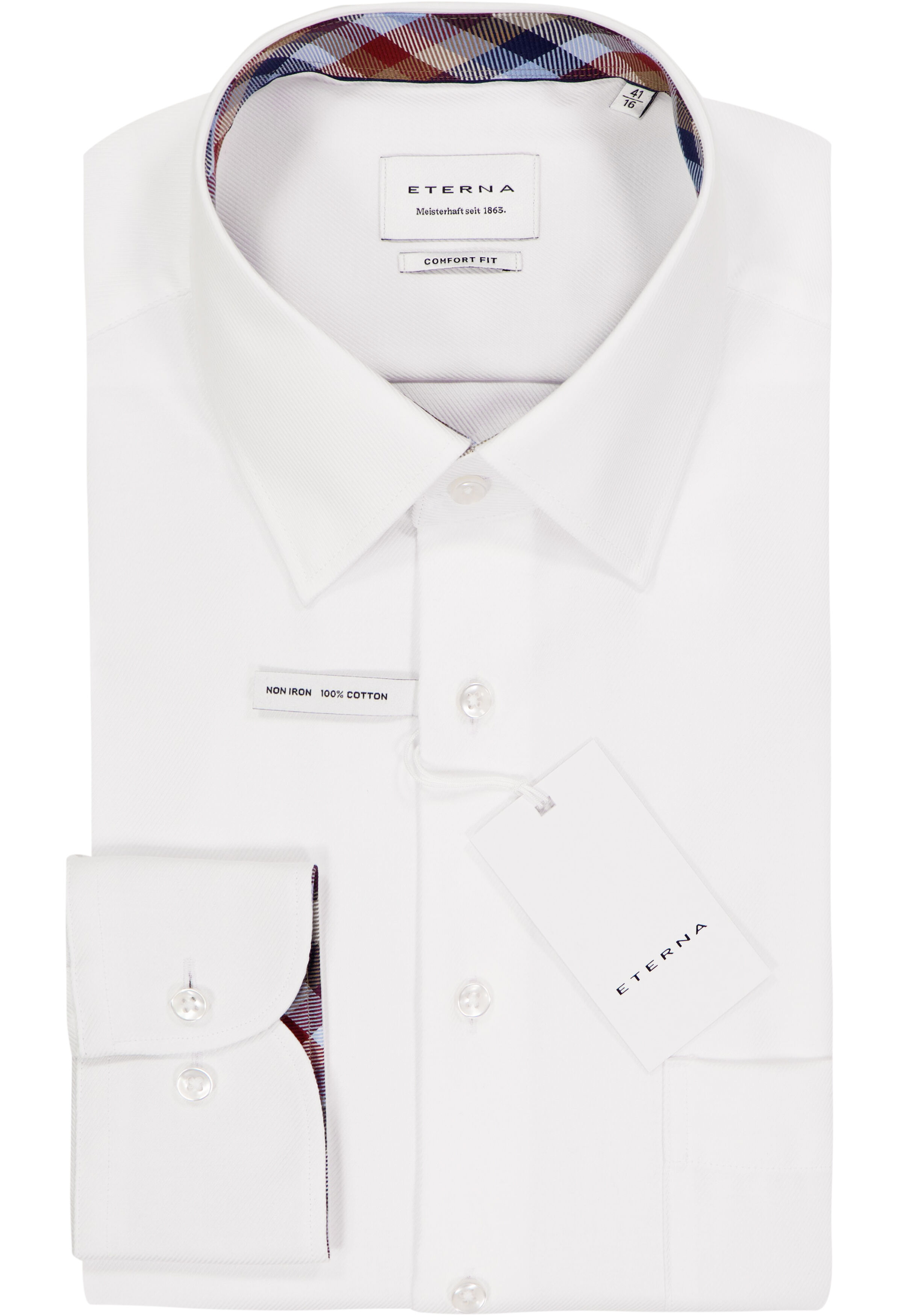 ETERNA comfort fit overhemd, twill, wit