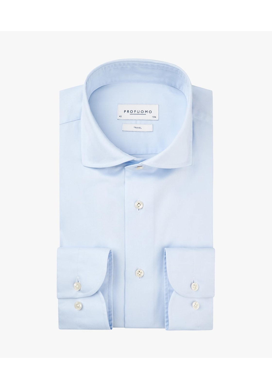 Profuomo slim fit heren overhemd, twill, blauw Profuomo slim fit heren overhemd, twill, blauw