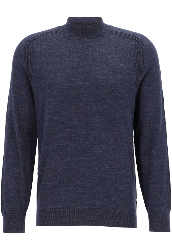 OLYMP modern fit trui katoen, turtleneck, marine blauw melange OLYMP modern fit trui katoen, turtleneck, marine blauw melange