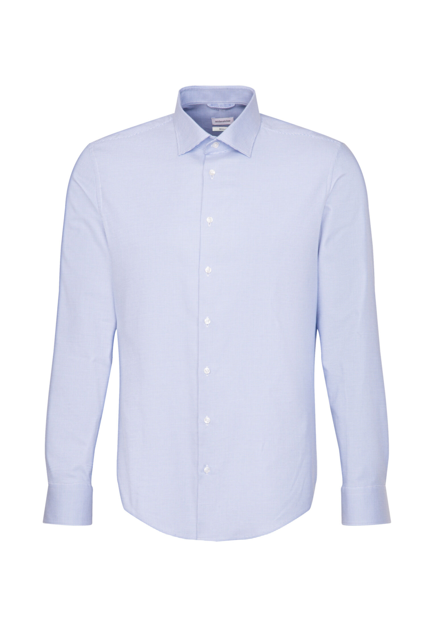 Seidensticker regular fit overhemd, mouwlengte 7, structuur, blauw