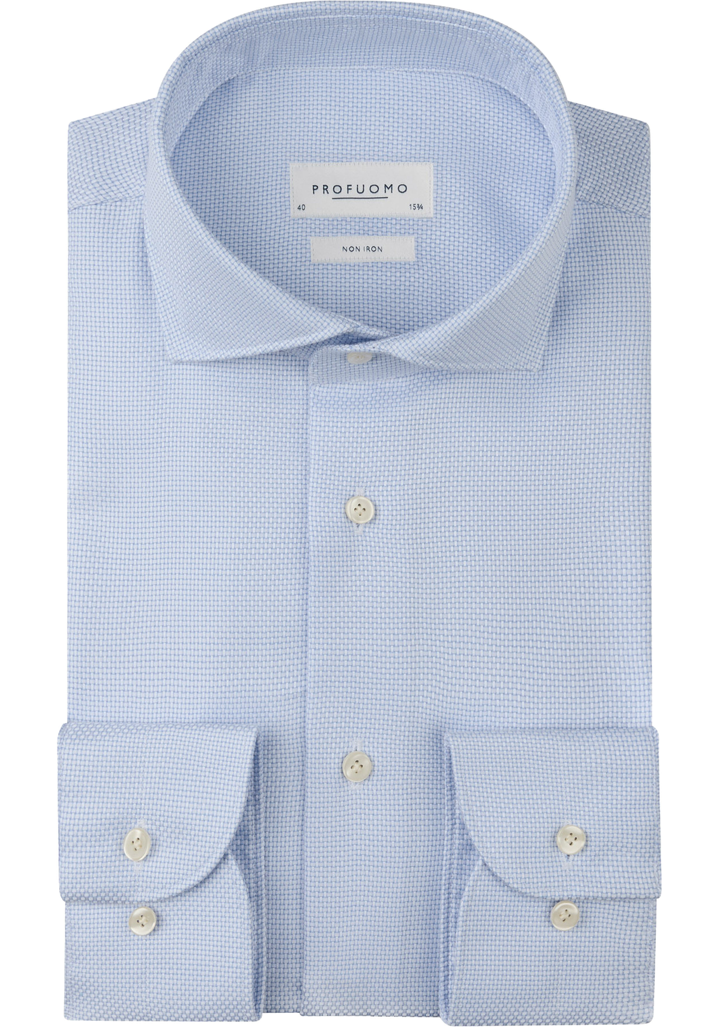 Profuomo slim fit heren overhemd, dobby, lichtblauw