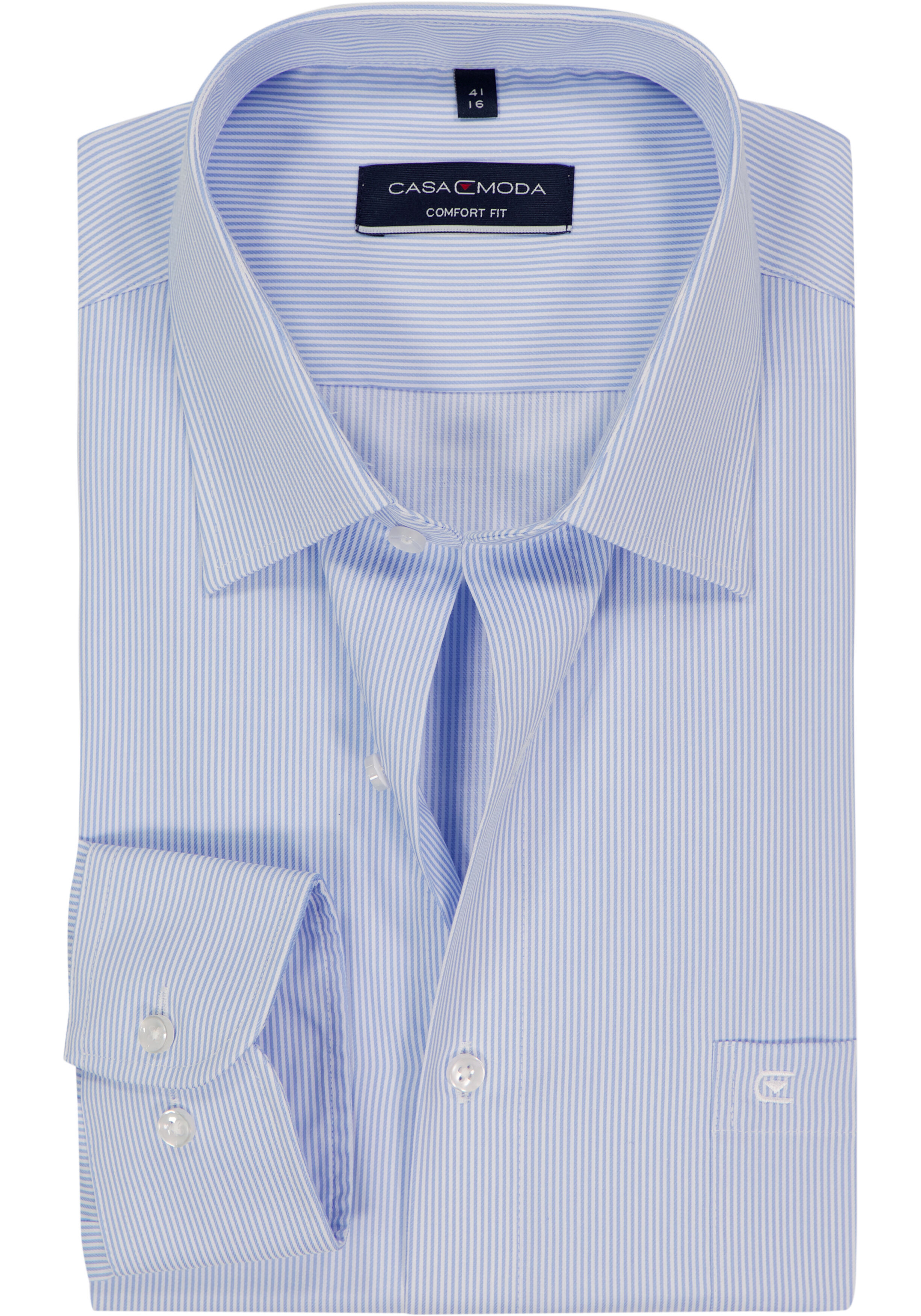 CASA MODA comfort fit overhemd, twill, blauw gestreept
