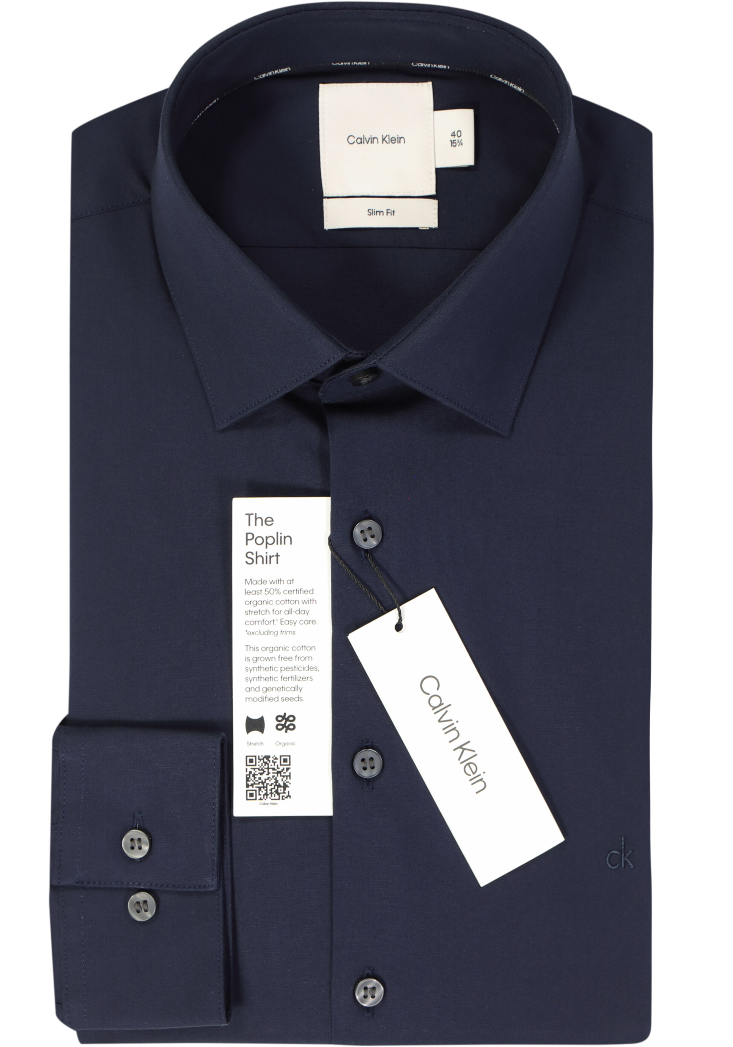 Calvin Klein slim fit overhemd, popeline, donkerblauw