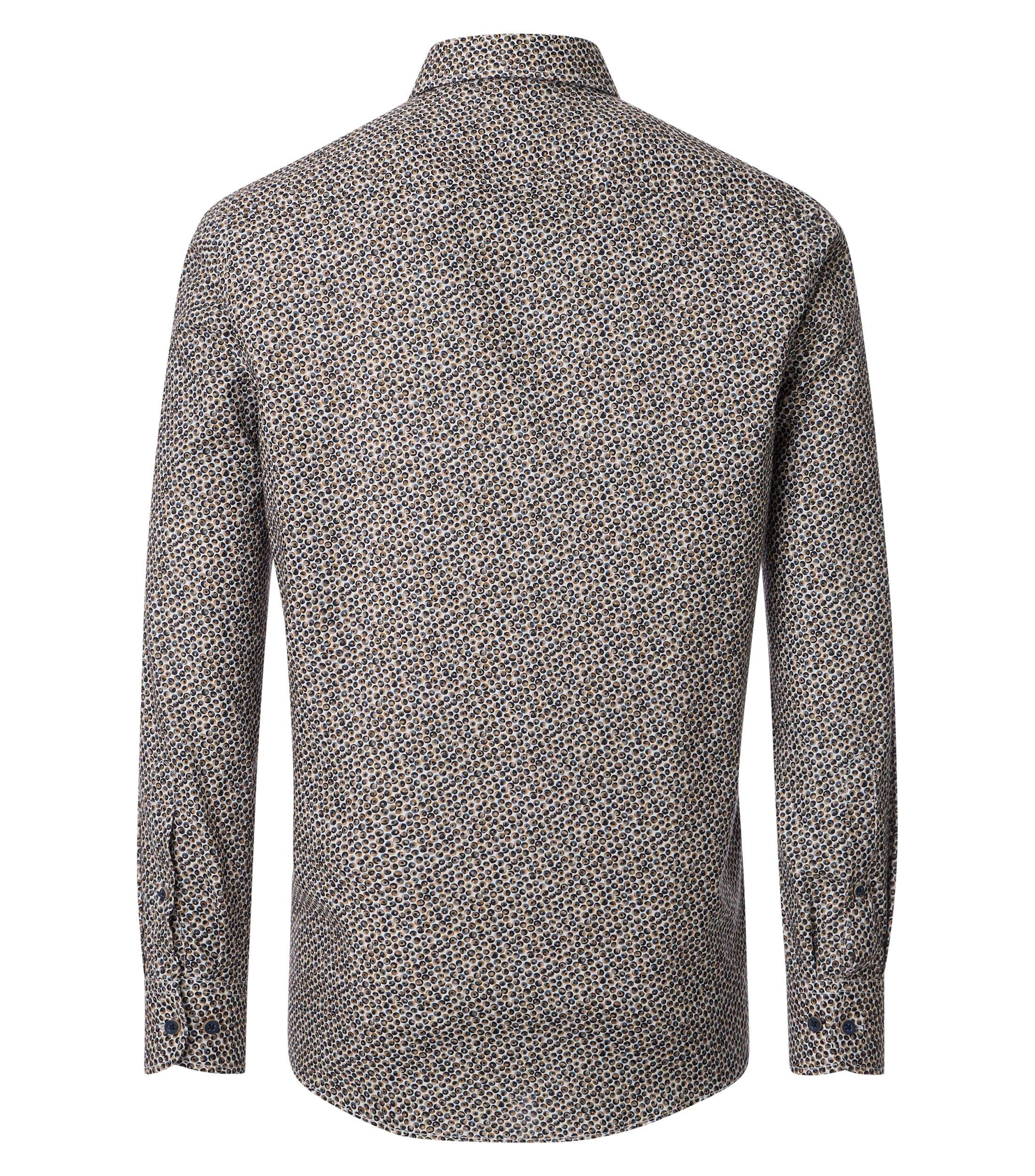 CASA MODA Sport comfort fit overhemd, twill, wit, donkerblauw, bruin, oker dessin