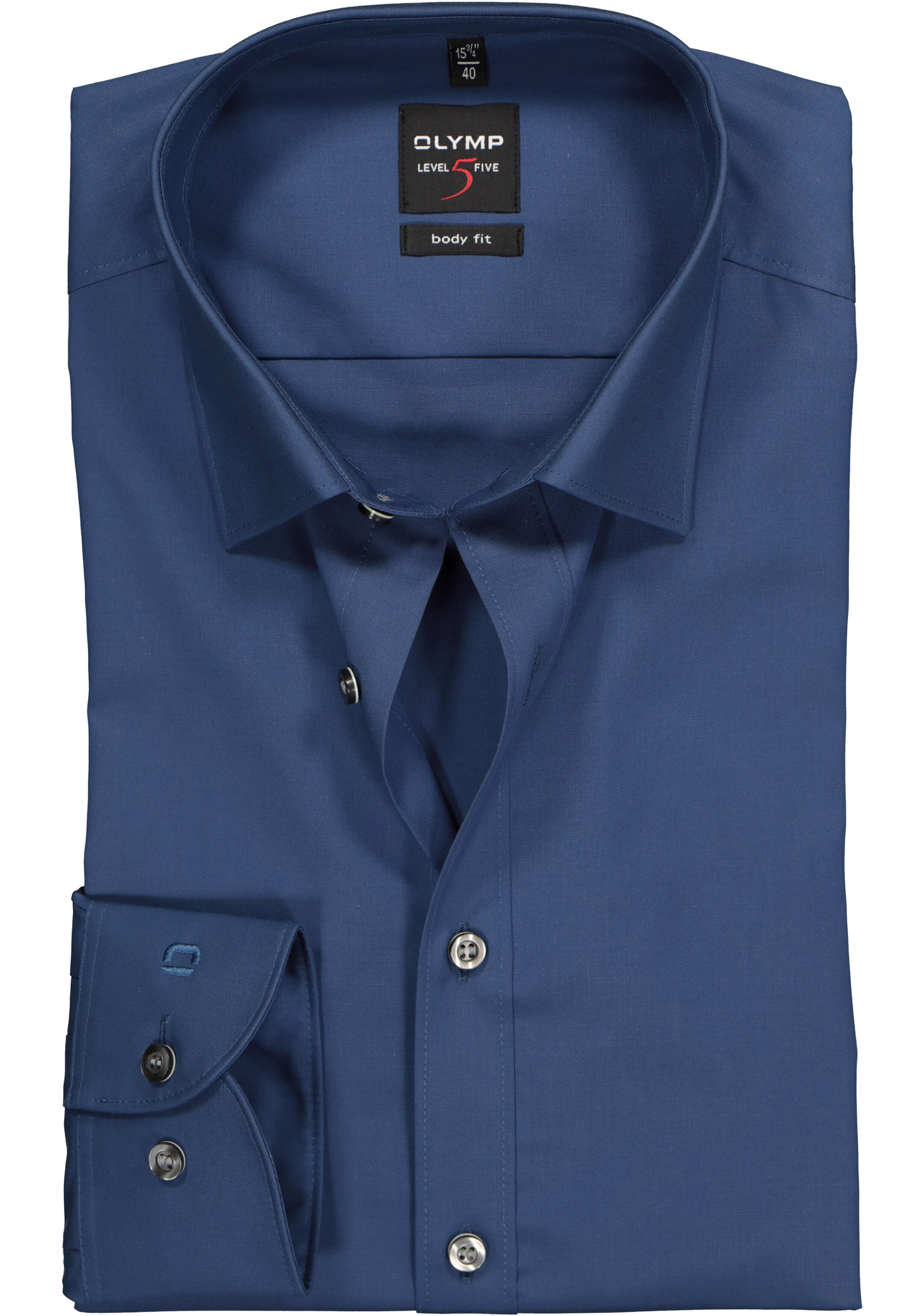 OLYMP Level 5 body fit overhemd, rook blauw