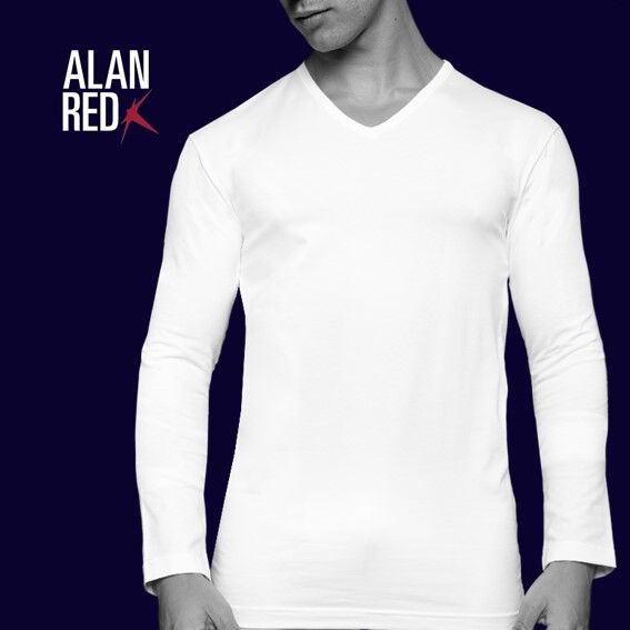 ALAN RED T-shirt Oslo (1-pack), V-hals lange mouw stretch, zwart