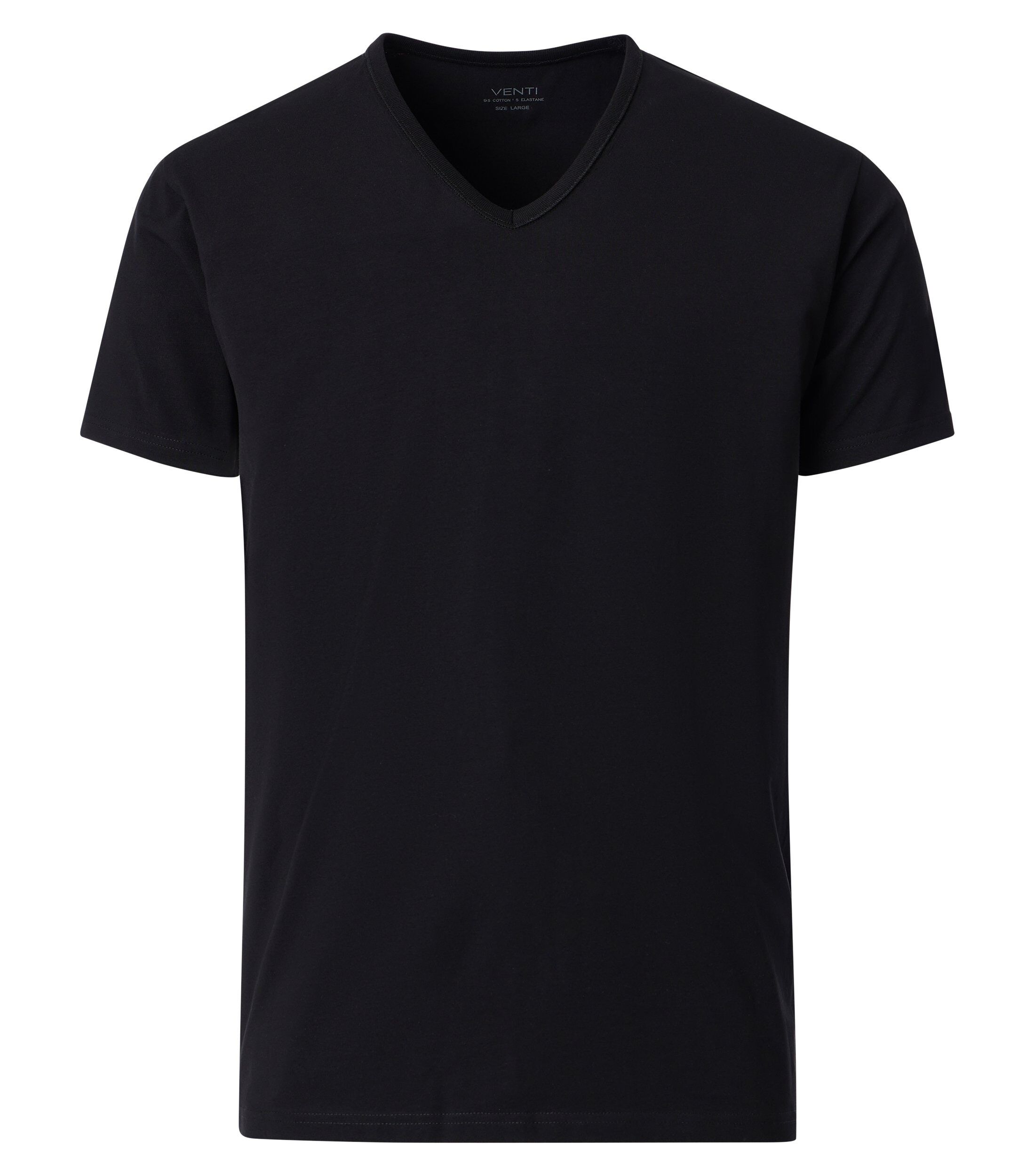 VENTI modern heren T-shirt (2-pack), zwart