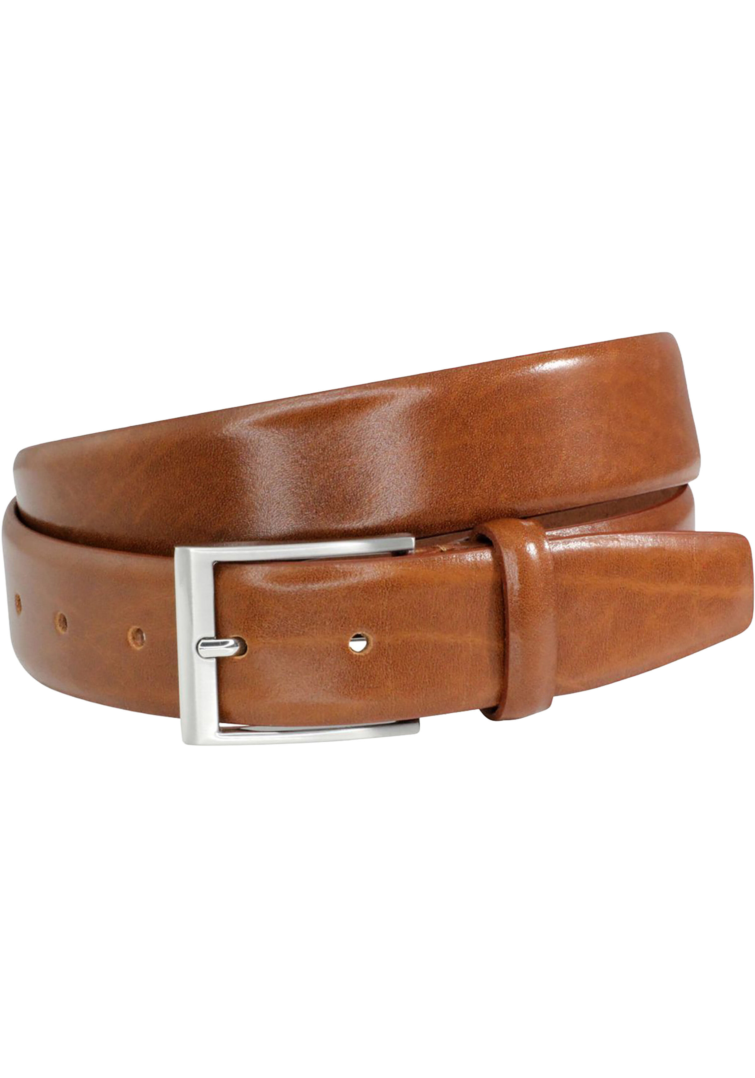 LINDENMANN leren heren riem, cognac