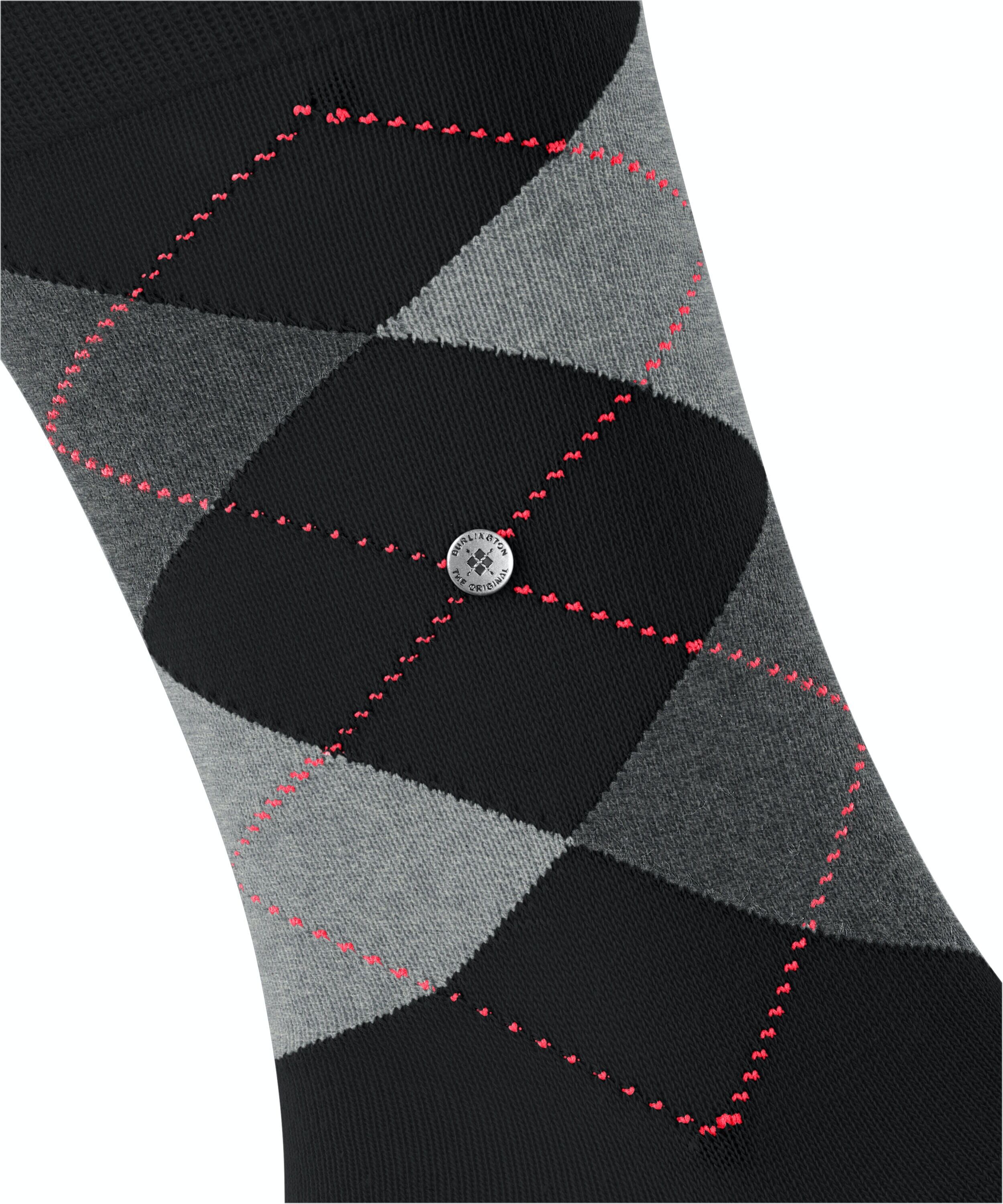 Burlington King herensokken, zwart (black-flames)