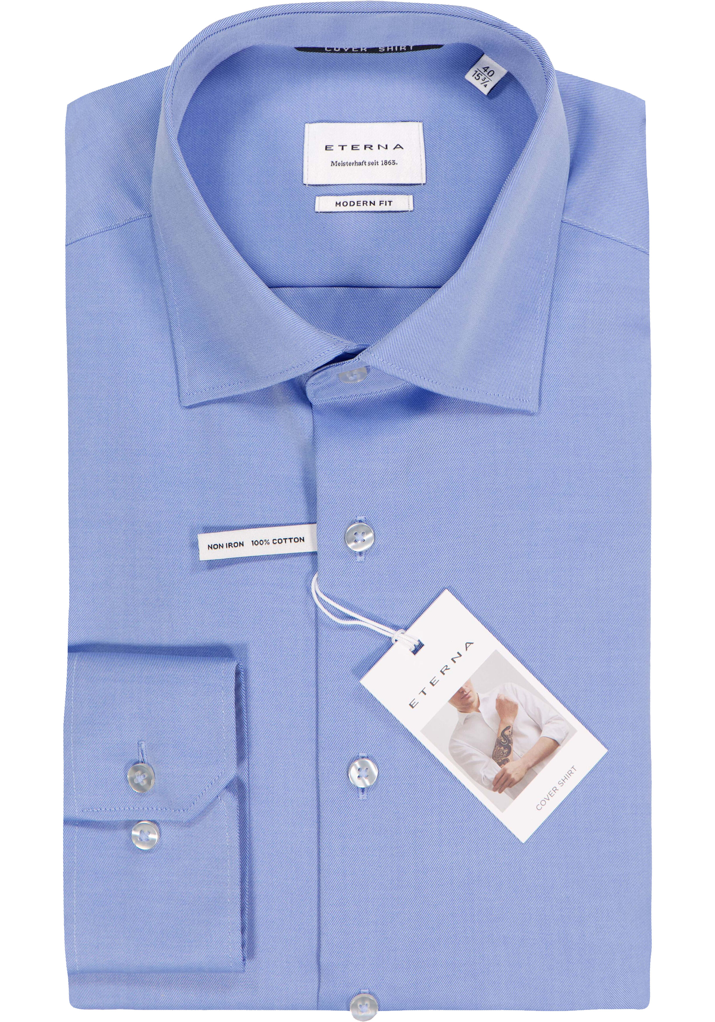 ETERNA modern fit overhemd, twill, blauw