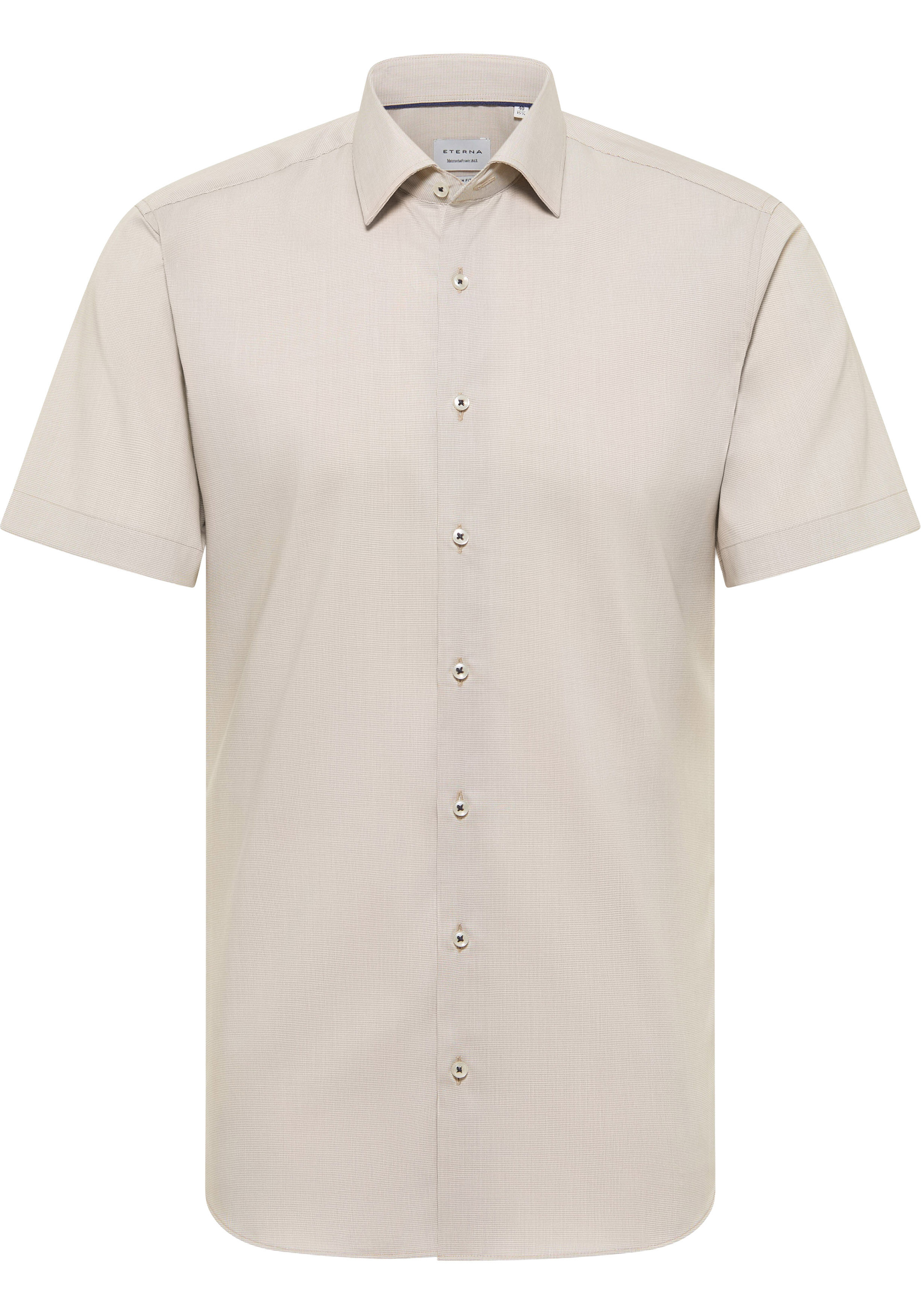 ETERNA slim fit overhemd korte mouw, structuur, beige