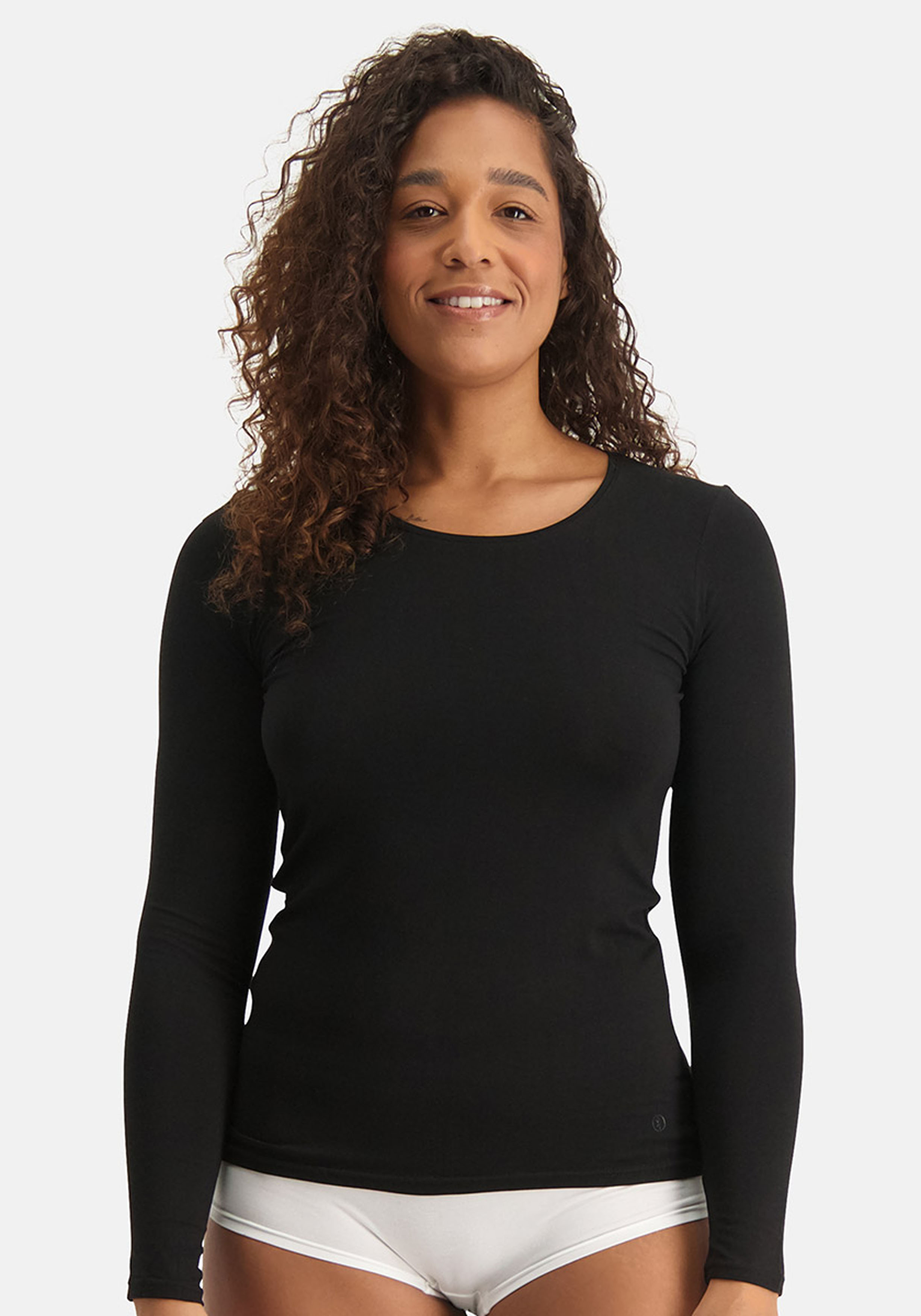 Bamboo Basics Luna long sleeve (2-pack), dames T-shirt lange mouwen, zwart