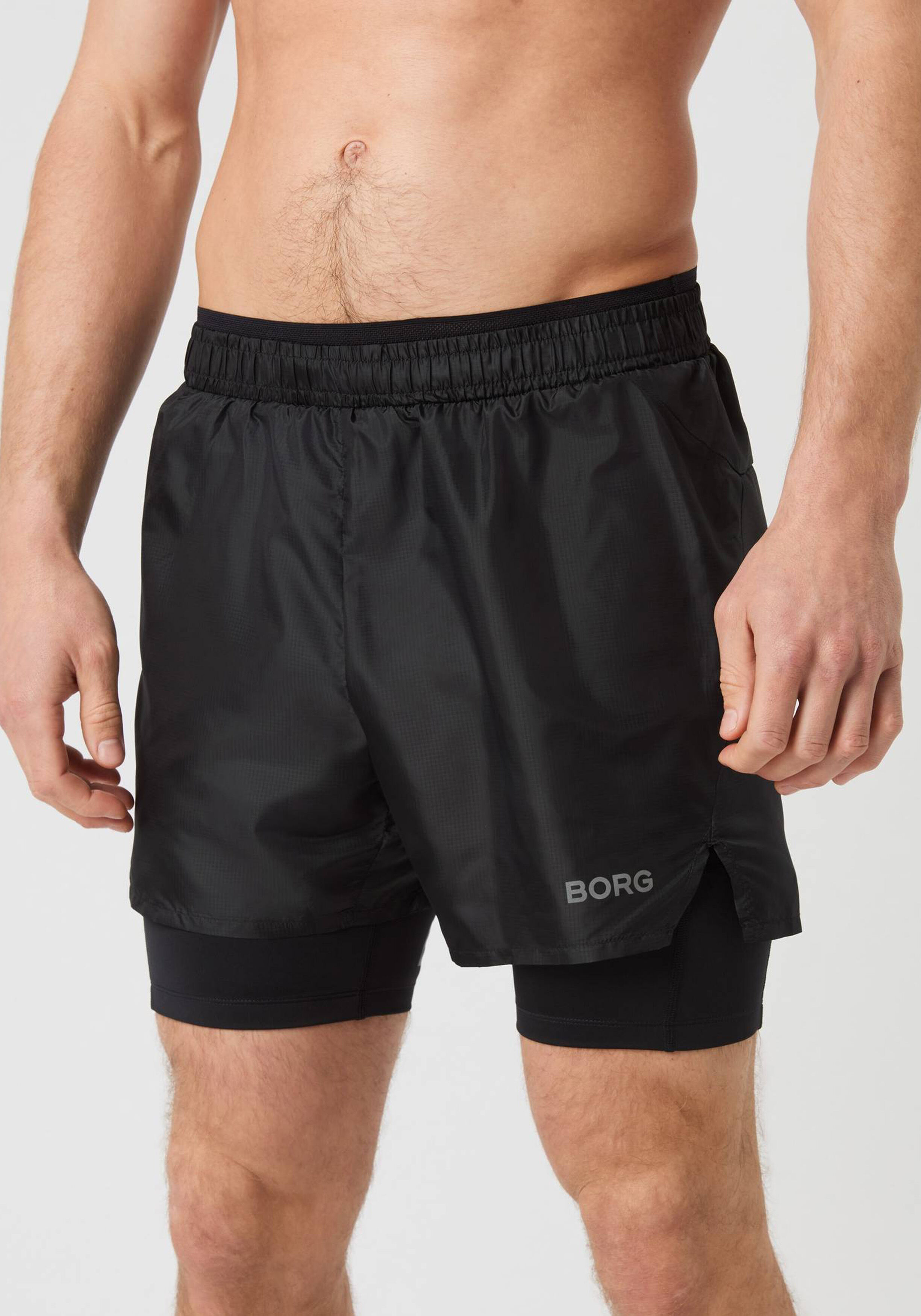 Bjorn Borg Performance Shorts 2 In 1, heren sportbroek kort, zwart
