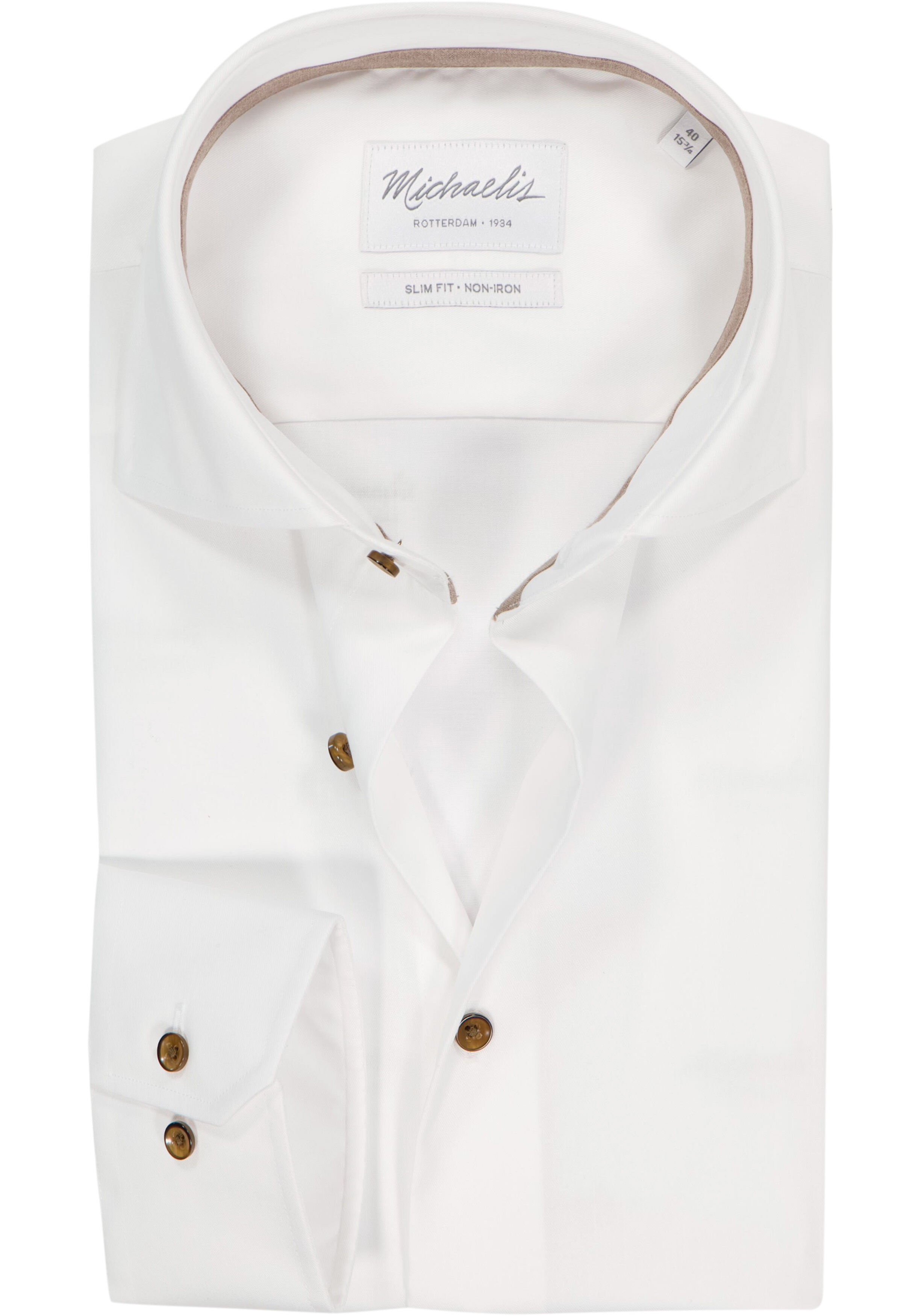 Michaelis slim fit heren overhemd, twill, wit