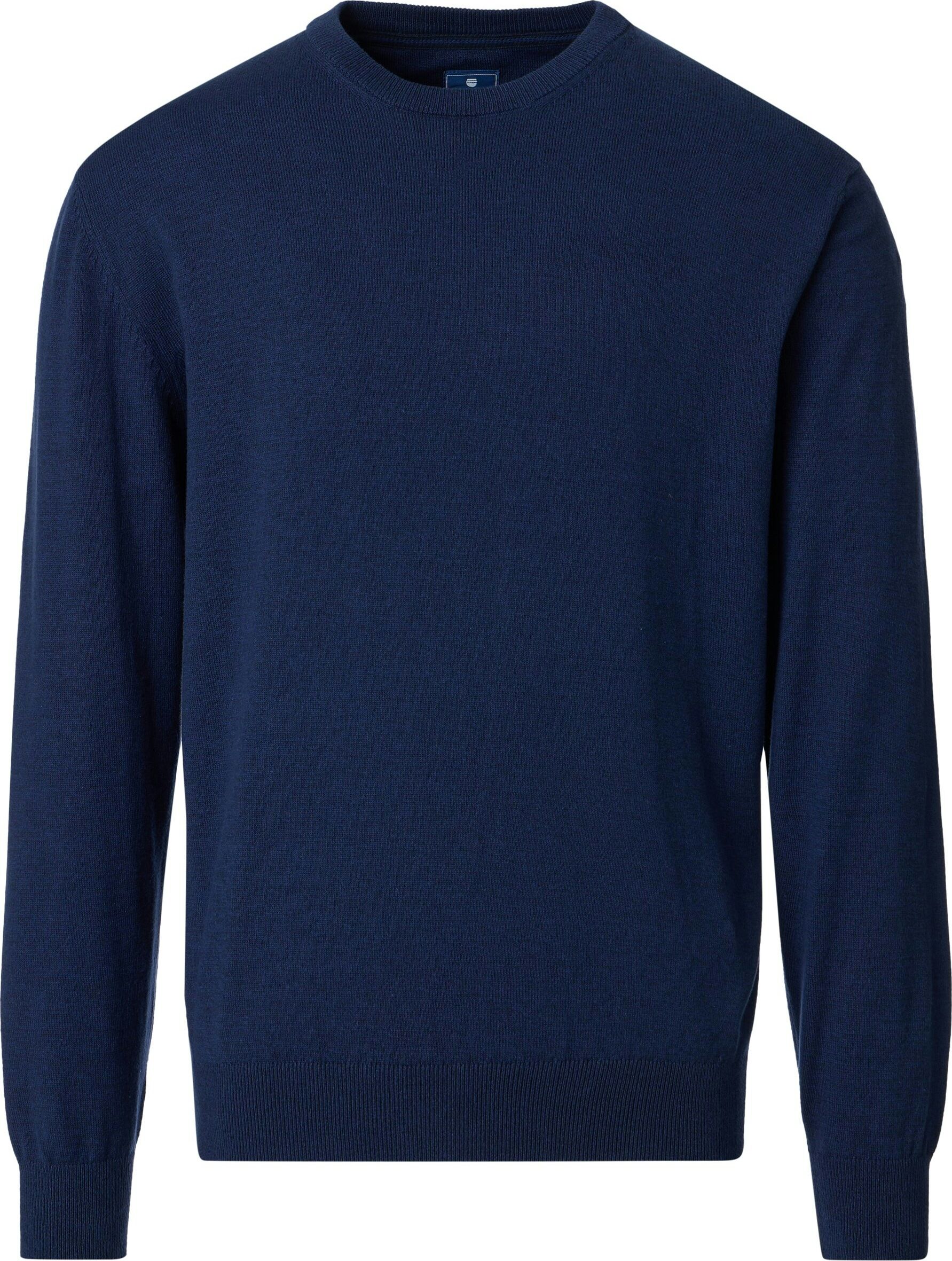 Redmond heren trui katoen, O-hals, blauw-donkerblauw