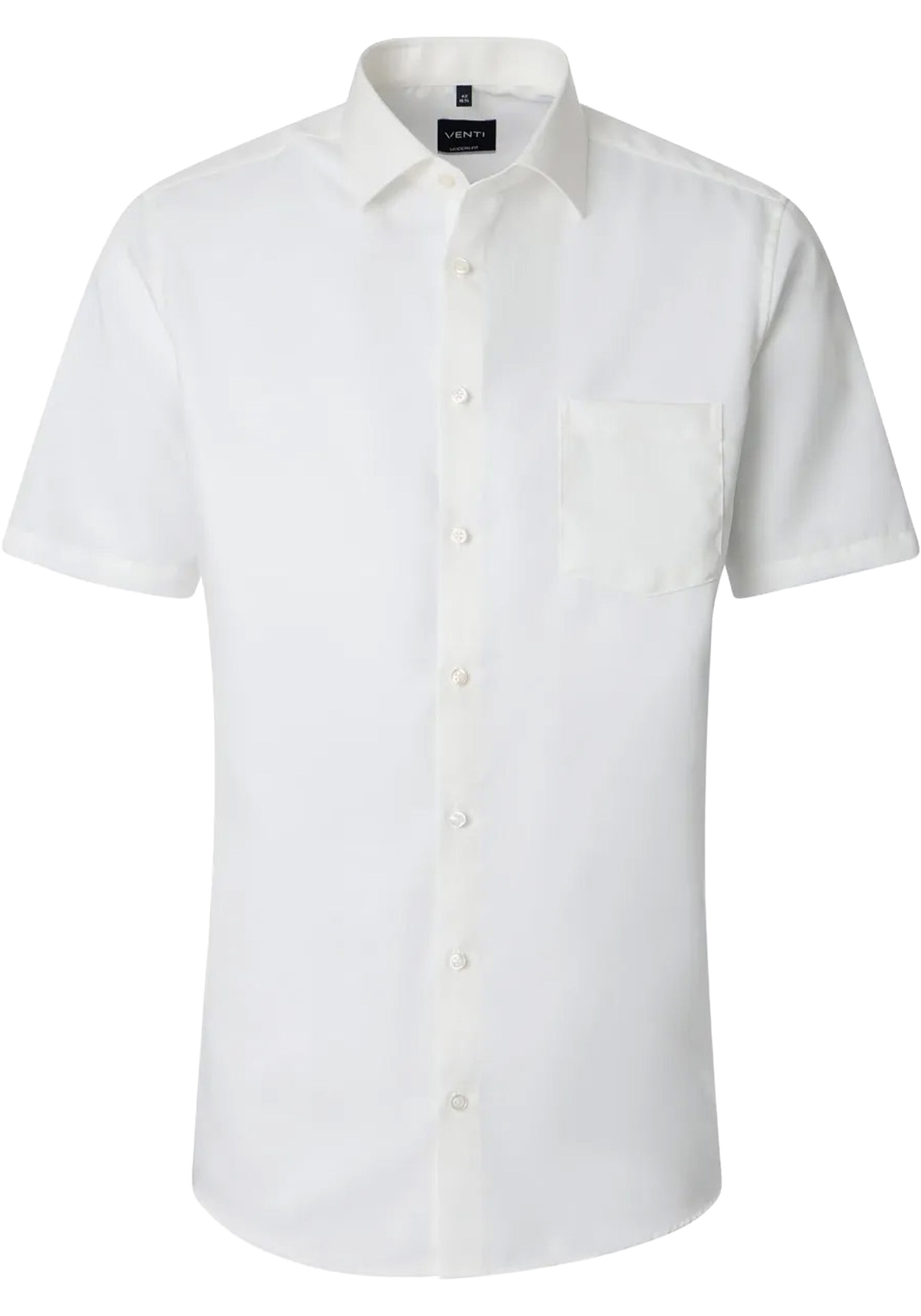 VENTI modern fit overhemd, korte mouw, twill, wit
