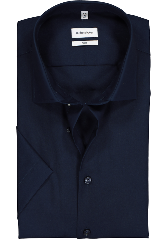 Seidensticker slim fit overhemd, korte mouw, donkerblauw Seidensticker slim fit overhemd, korte mouw, donkerblauw