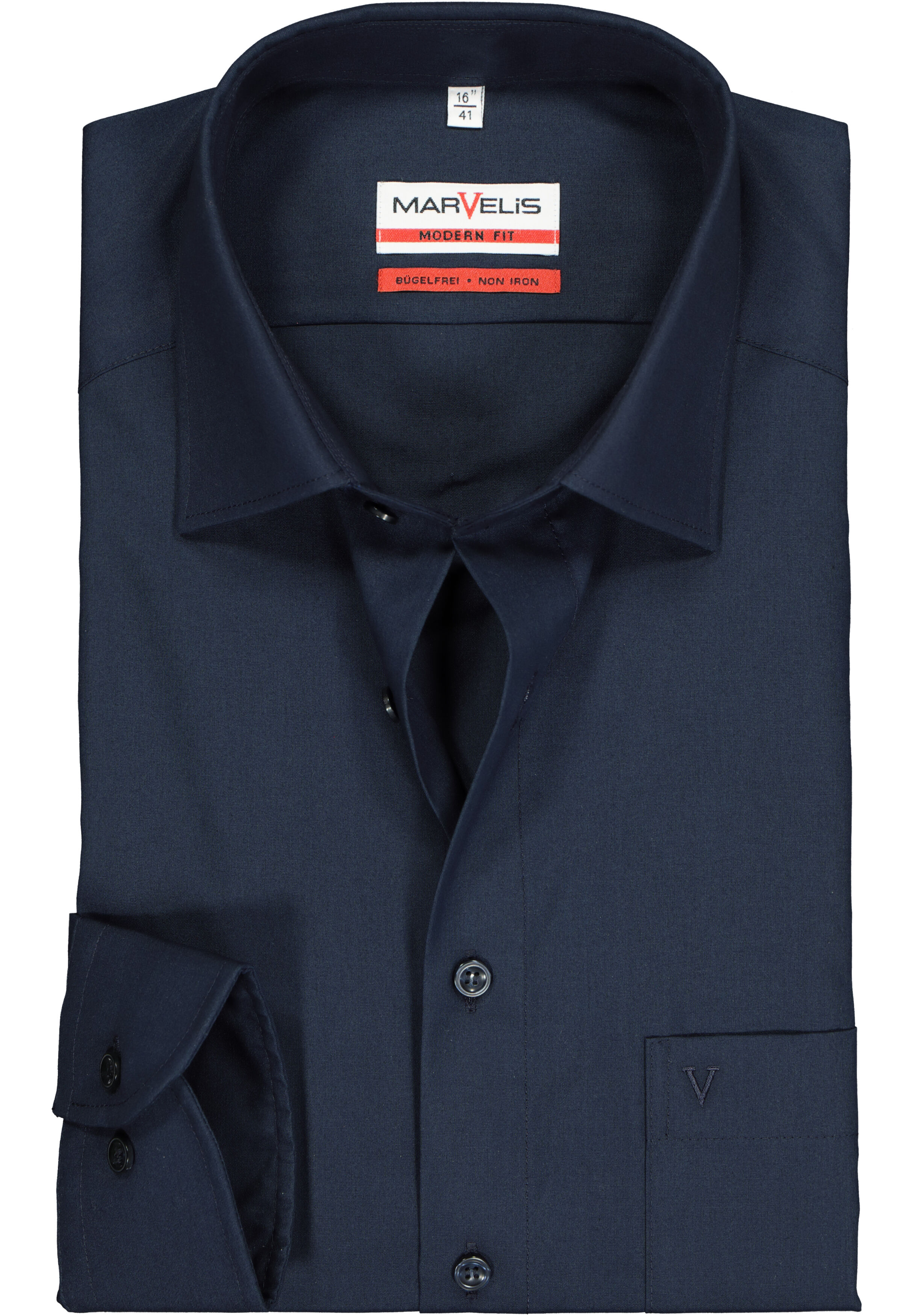 MARVELIS modern fit overhemd, mouwlengte 7, donkerblauw