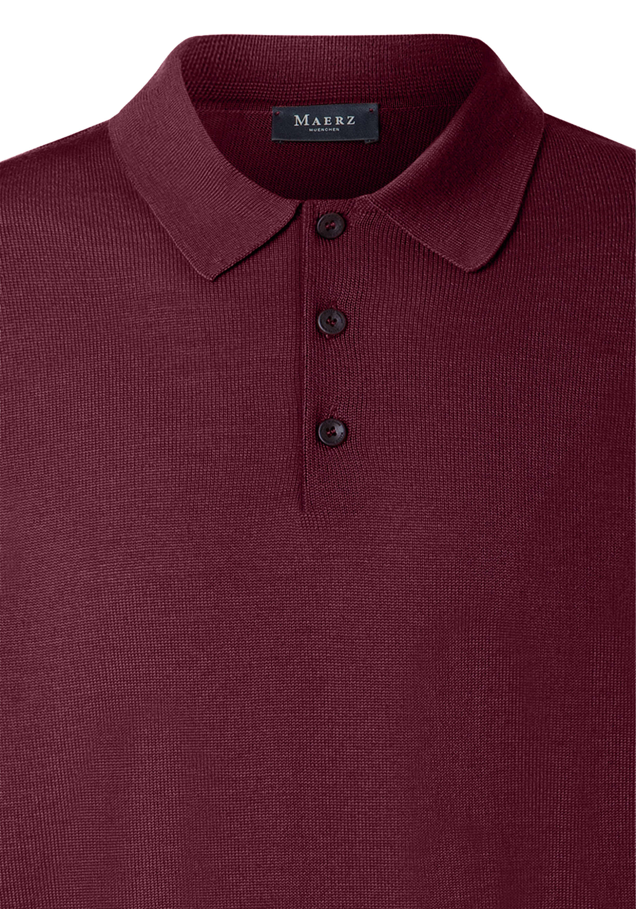 MAERZ Classic Fit heren trui met polokraag wol, bordeaux rood