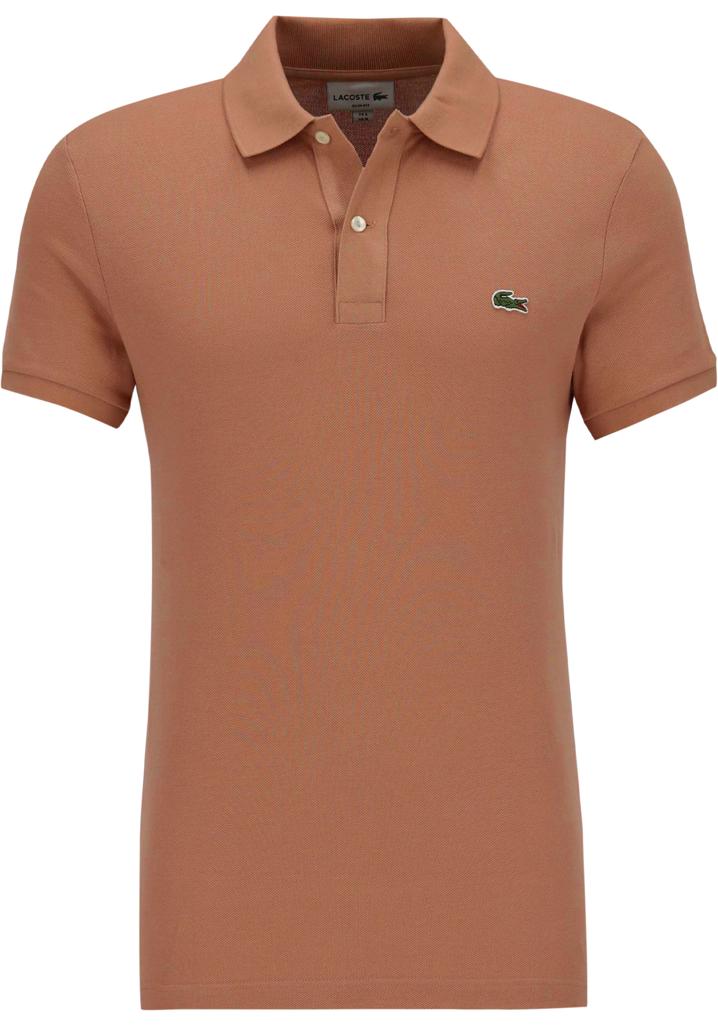Lacoste Slim Fit polo, pecannoot bruin