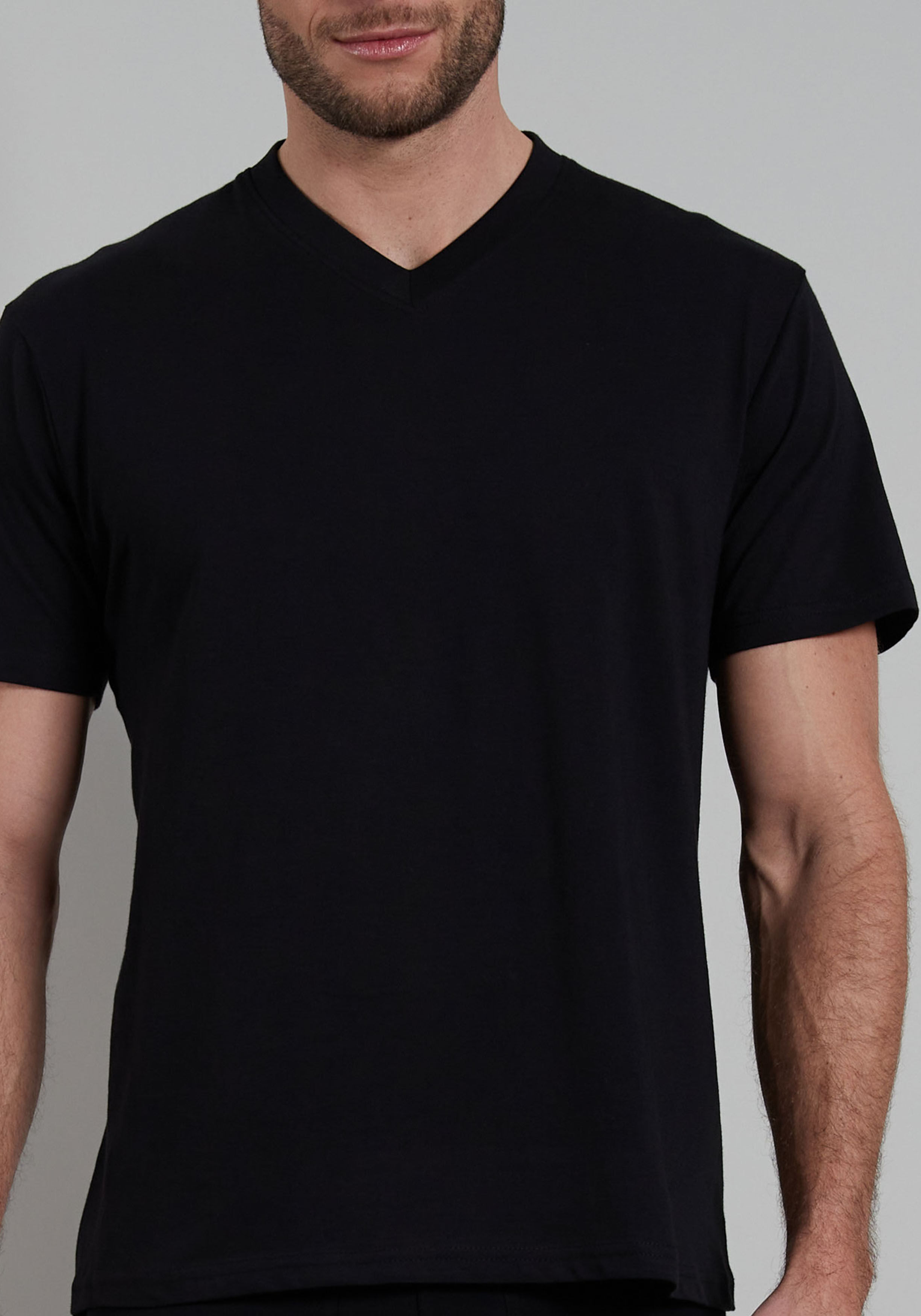 Gotzburg heren T-shirts regular fit V-hals (2-pack), zwart