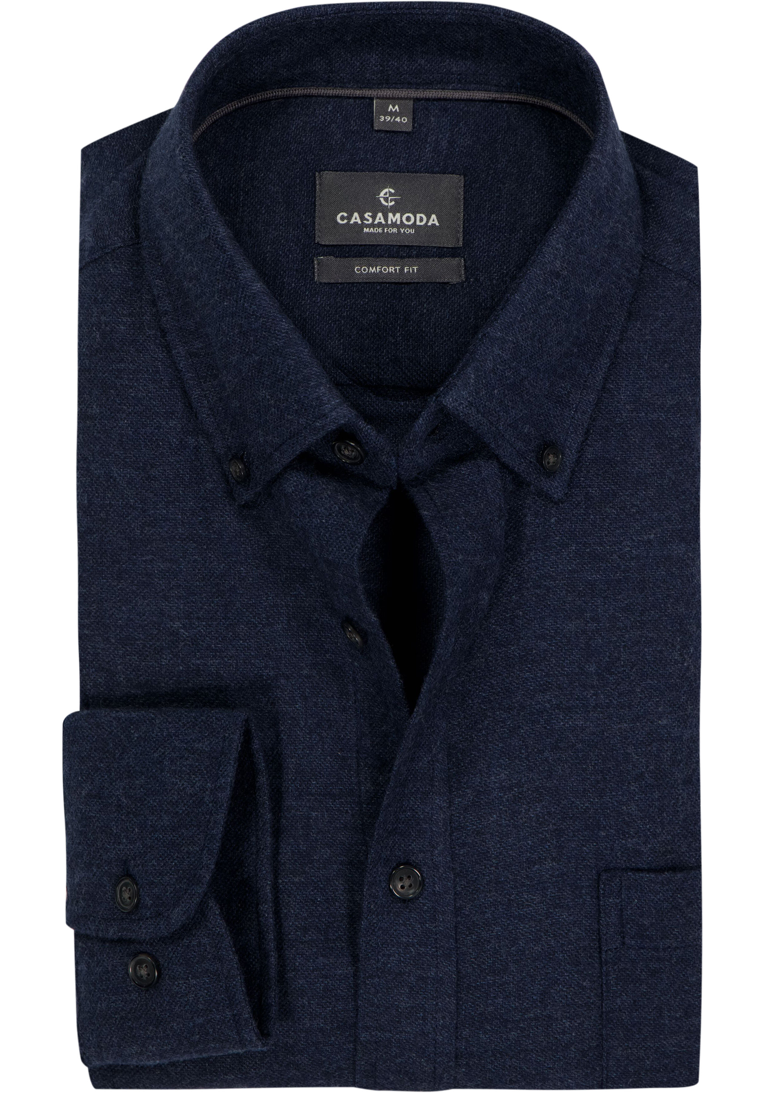 CASA MODA Sport comfort fit overhemd, structuur, donkerblauw