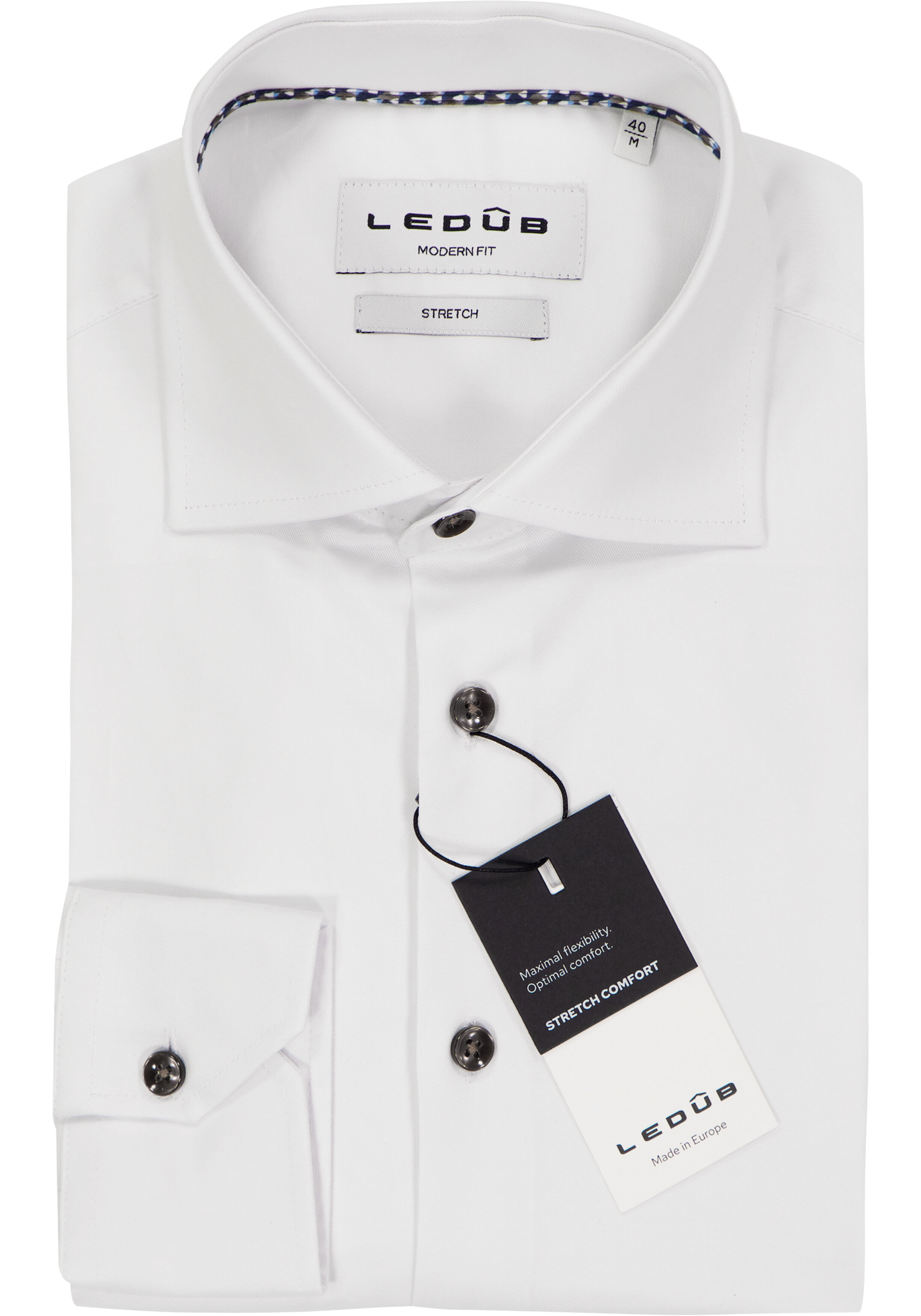 Ledub modern fit overhemd, popeline, wit