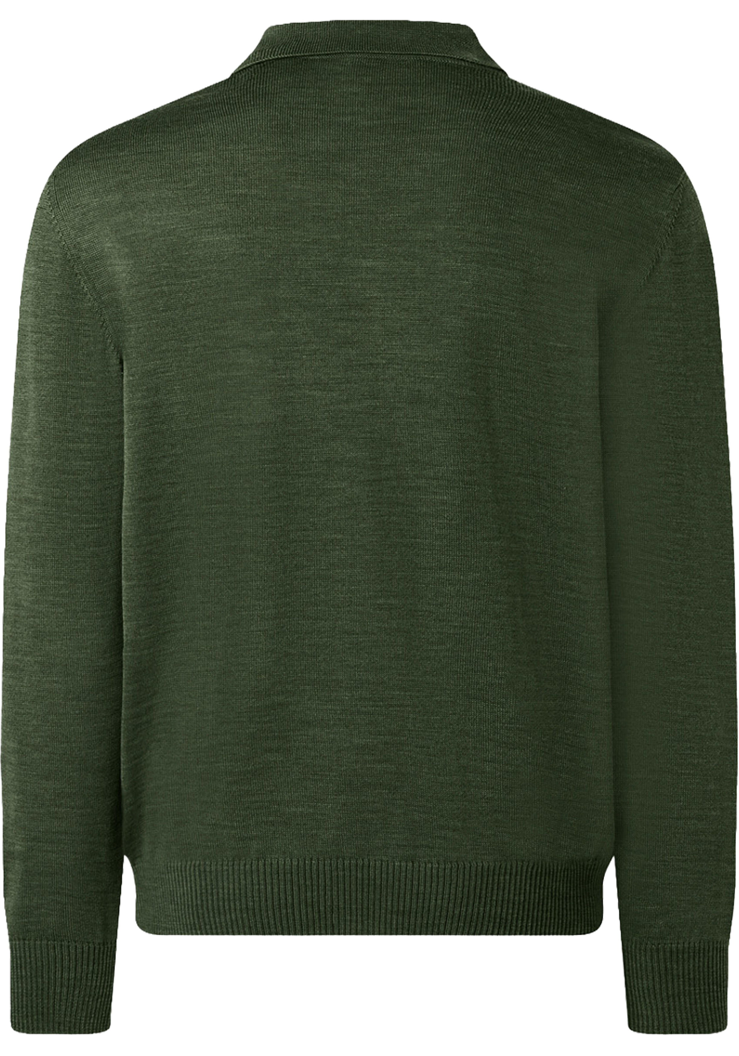 MAERZ Classic Fit heren trui met polokraag wol, groen